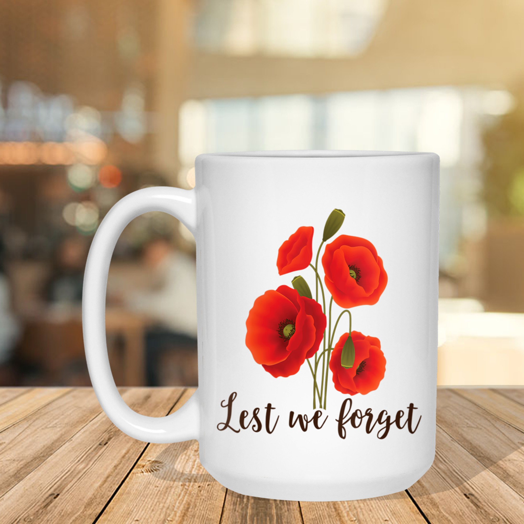 Lest We Forget Poppy Flower Remembrance Day Memorial Tribute Mug