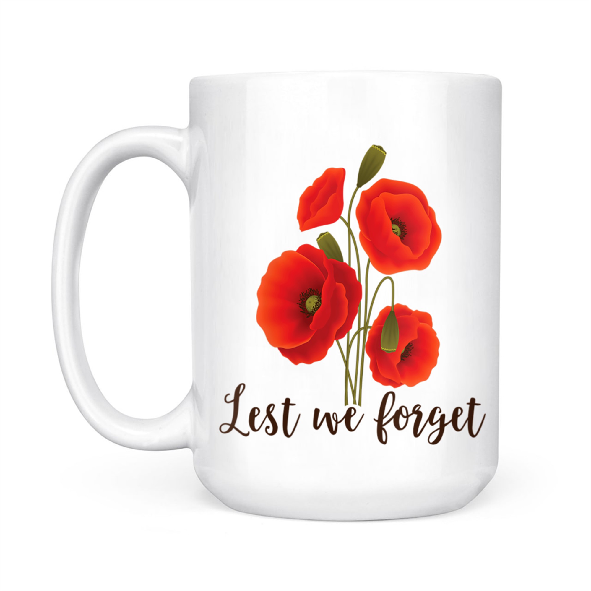 Lest We Forget Poppy Flower Remembrance Day Memorial Tribute Mug
