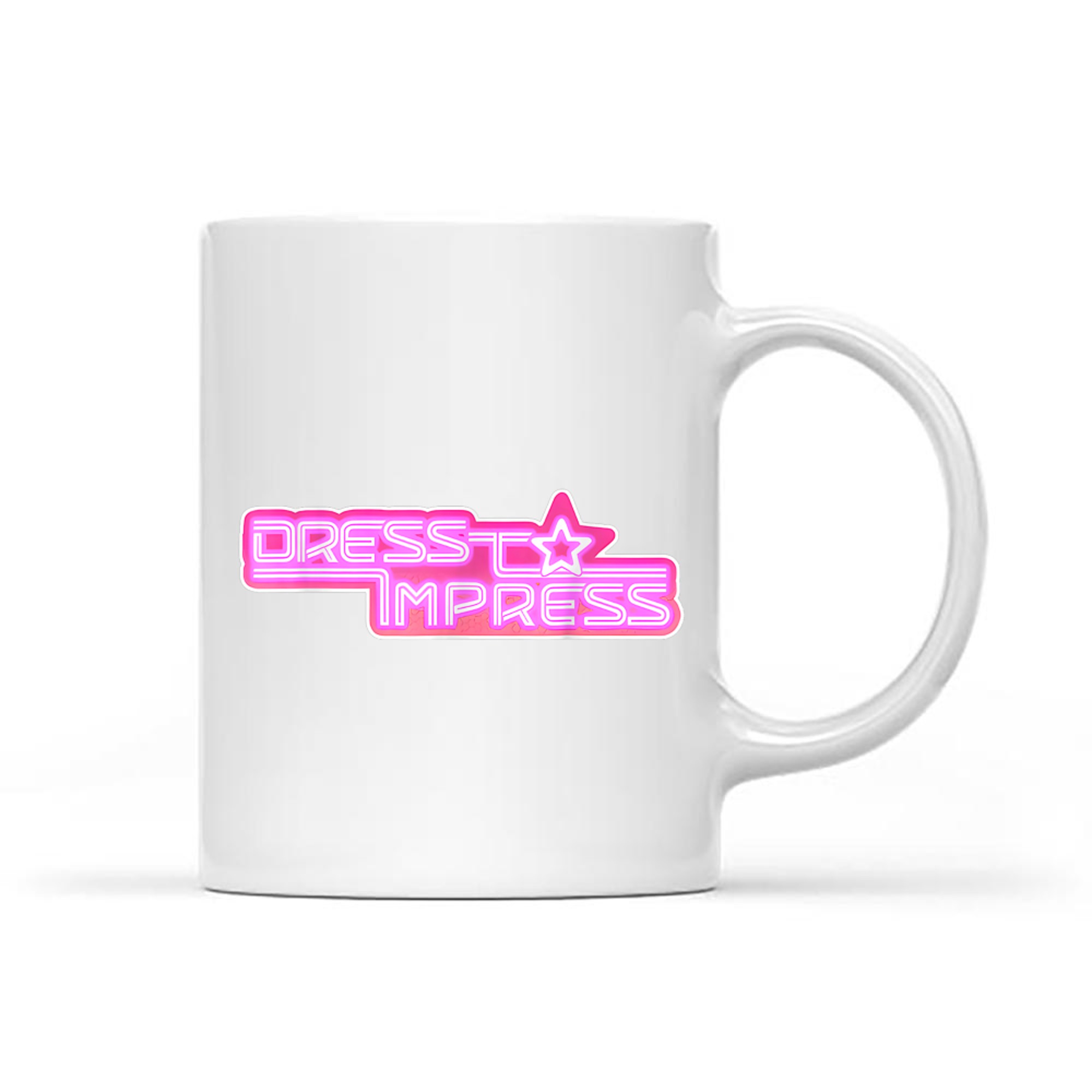 Pink Neon Y2K Dress To Impress Design  Retro Star Motif 2000s Vibe Mug