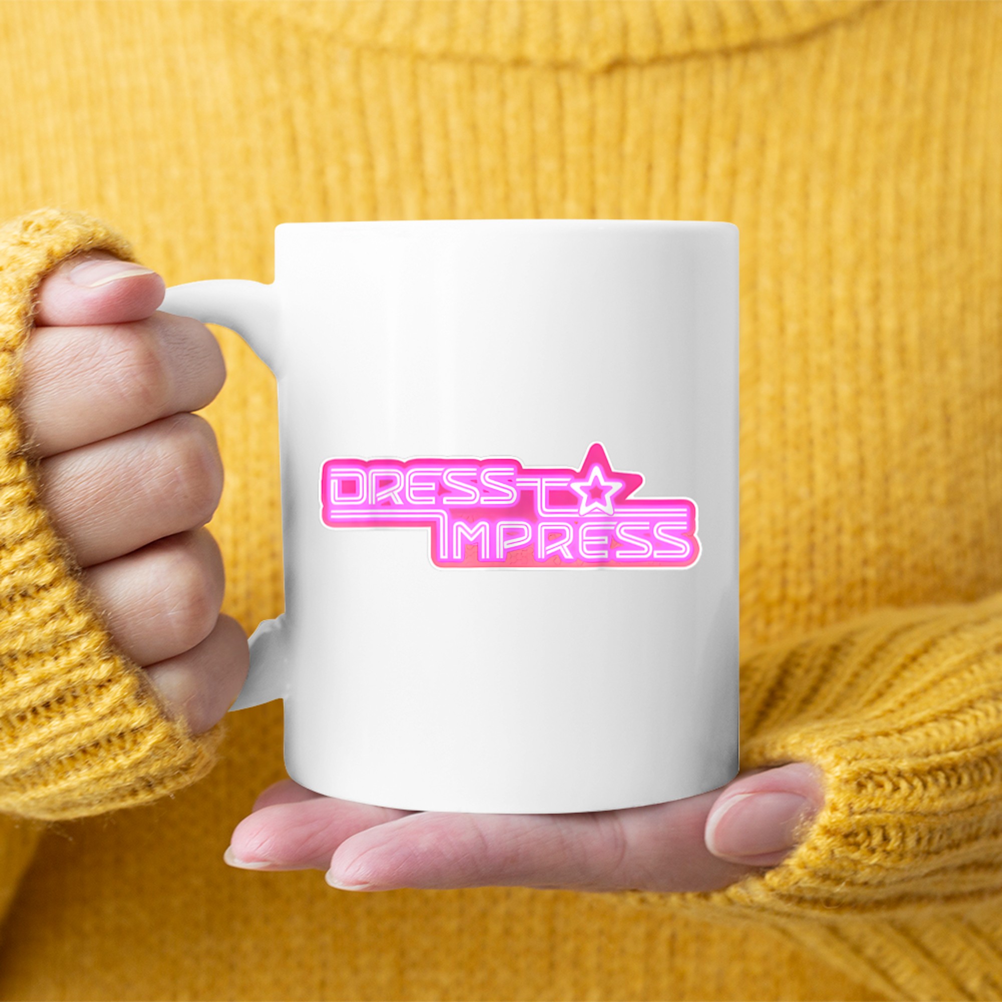 Pink Neon Y2K Dress To Impress Design  Retro Star Motif 2000s Vibe Mug