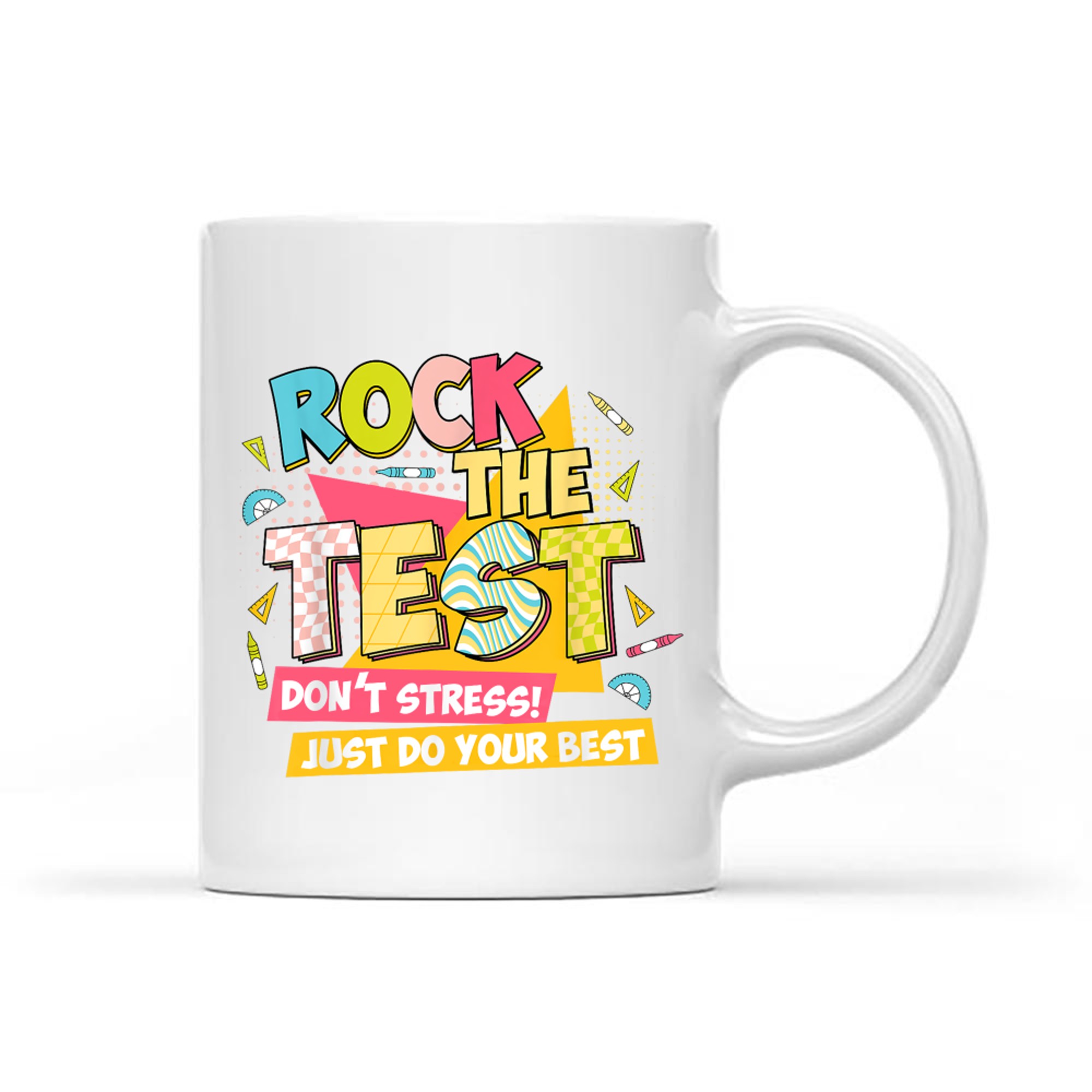 Rock The Test Day Motivational Retro Teachers Testing Day Mug