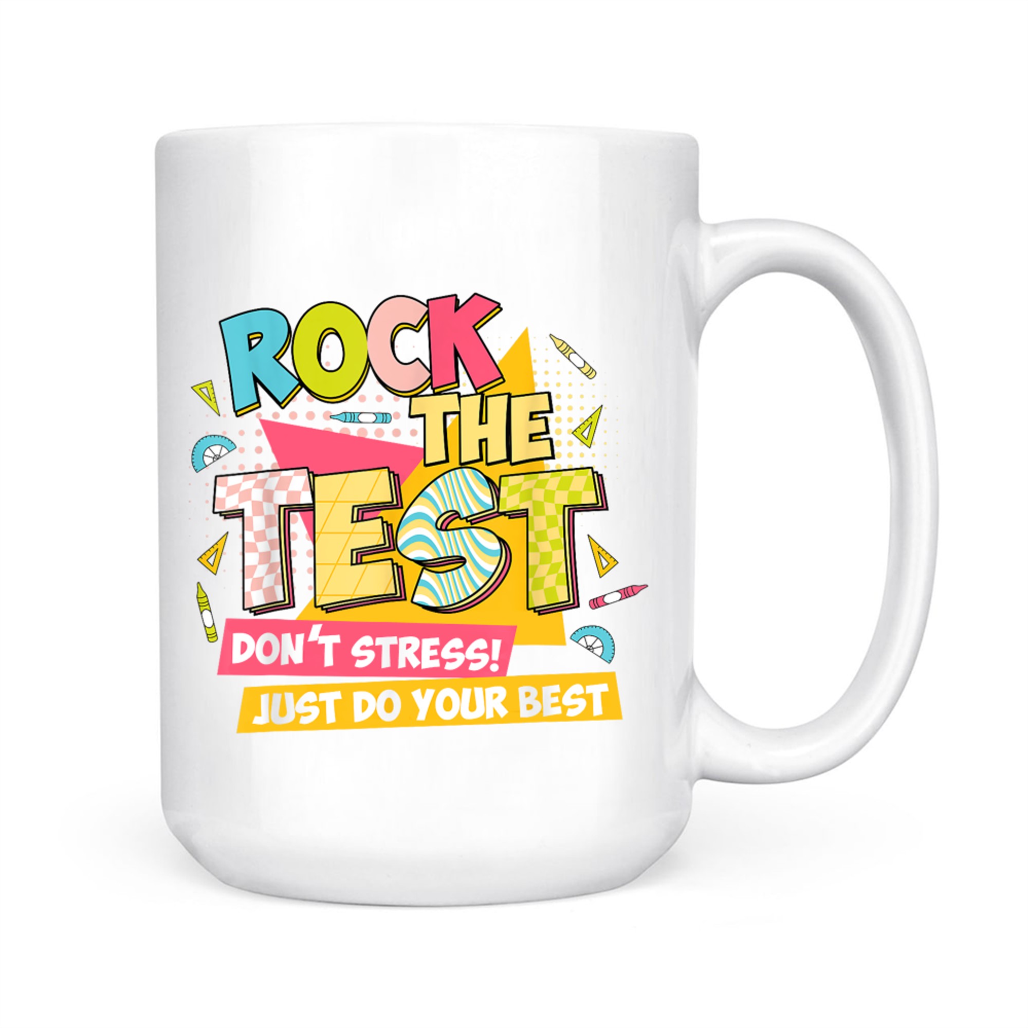 Rock The Test Day Motivational Retro Teachers Testing Day Mug