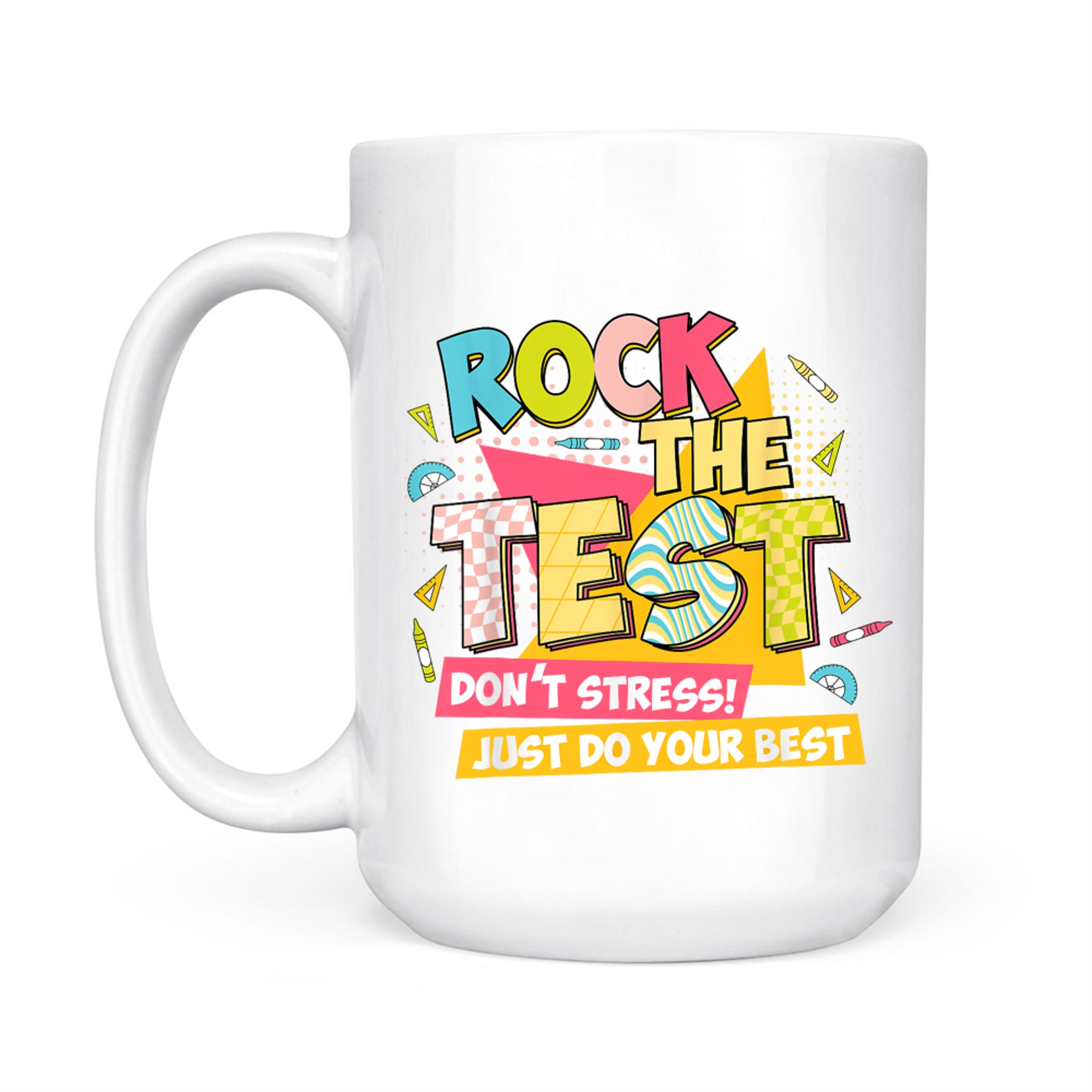 Rock The Test Day Motivational Retro Teachers Testing Day Mug