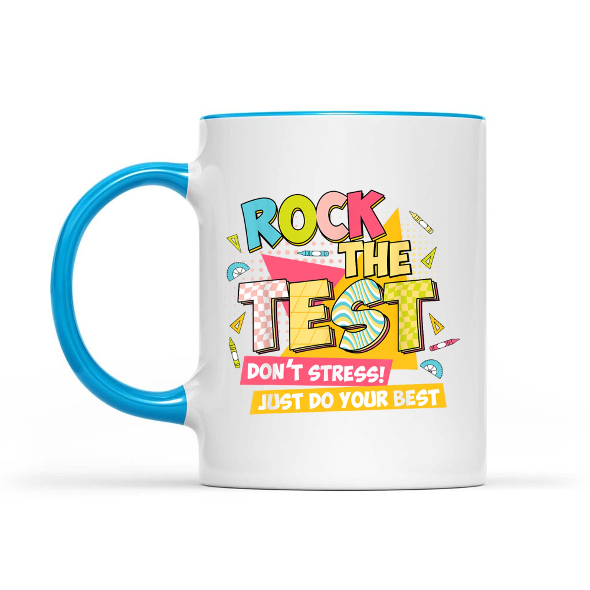 Rock The Test Day Motivational Retro Teachers Testing Day Mug