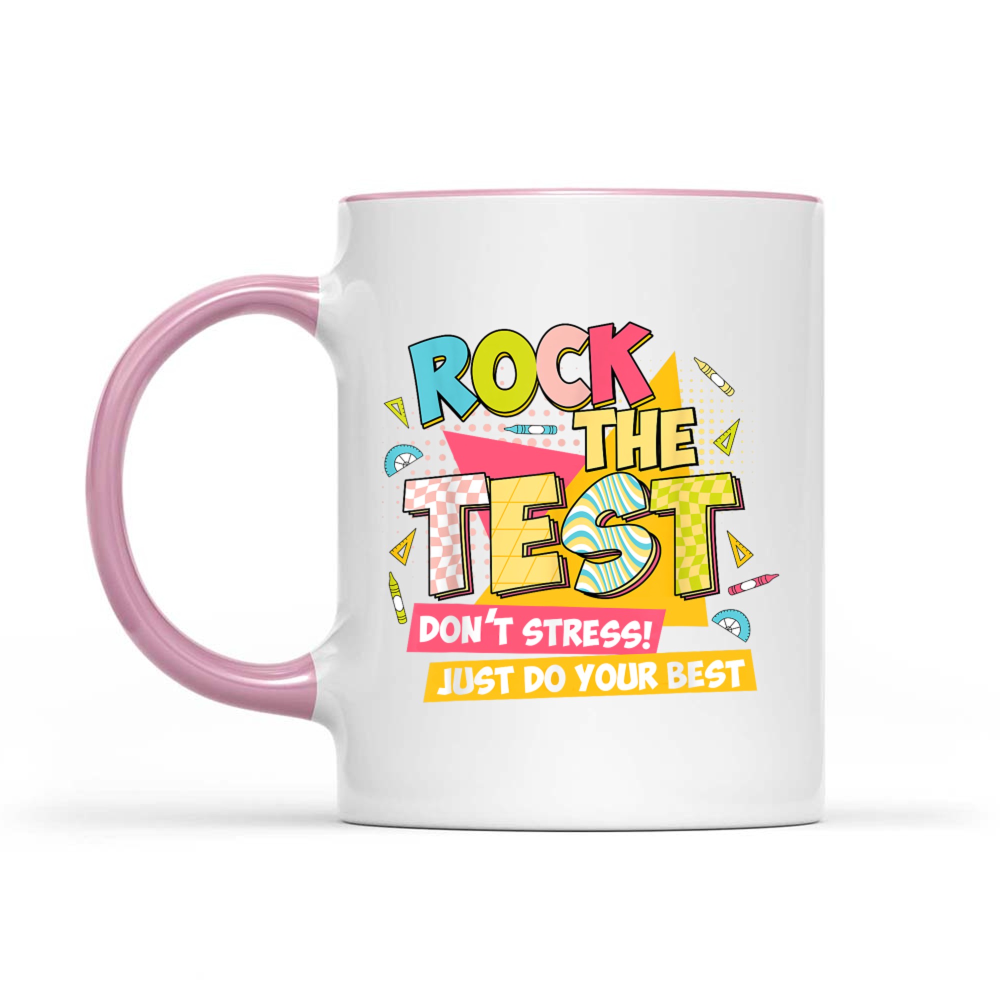 Rock The Test Day Motivational Retro Teachers Testing Day Mug