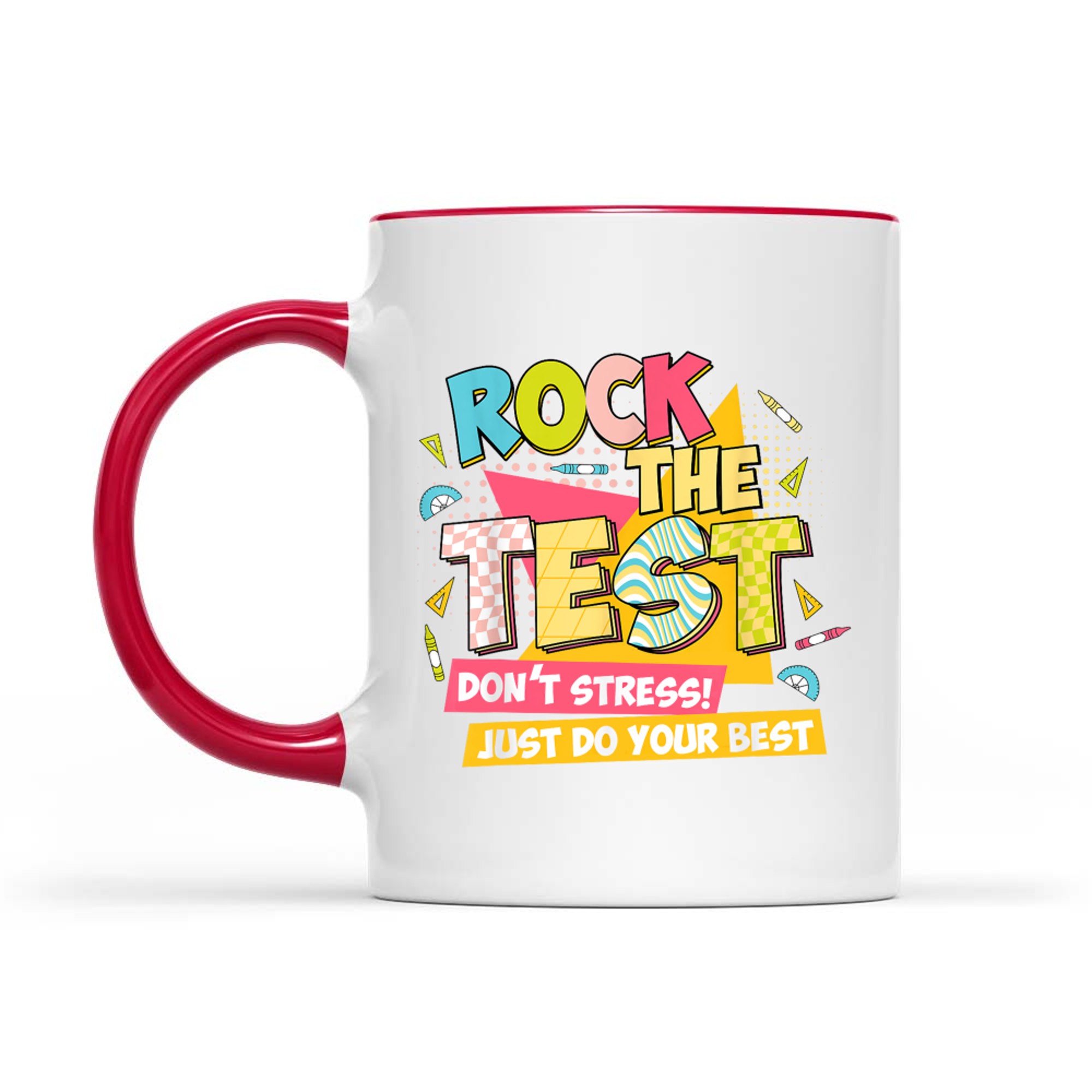 Rock The Test Day Motivational Retro Teachers Testing Day Mug