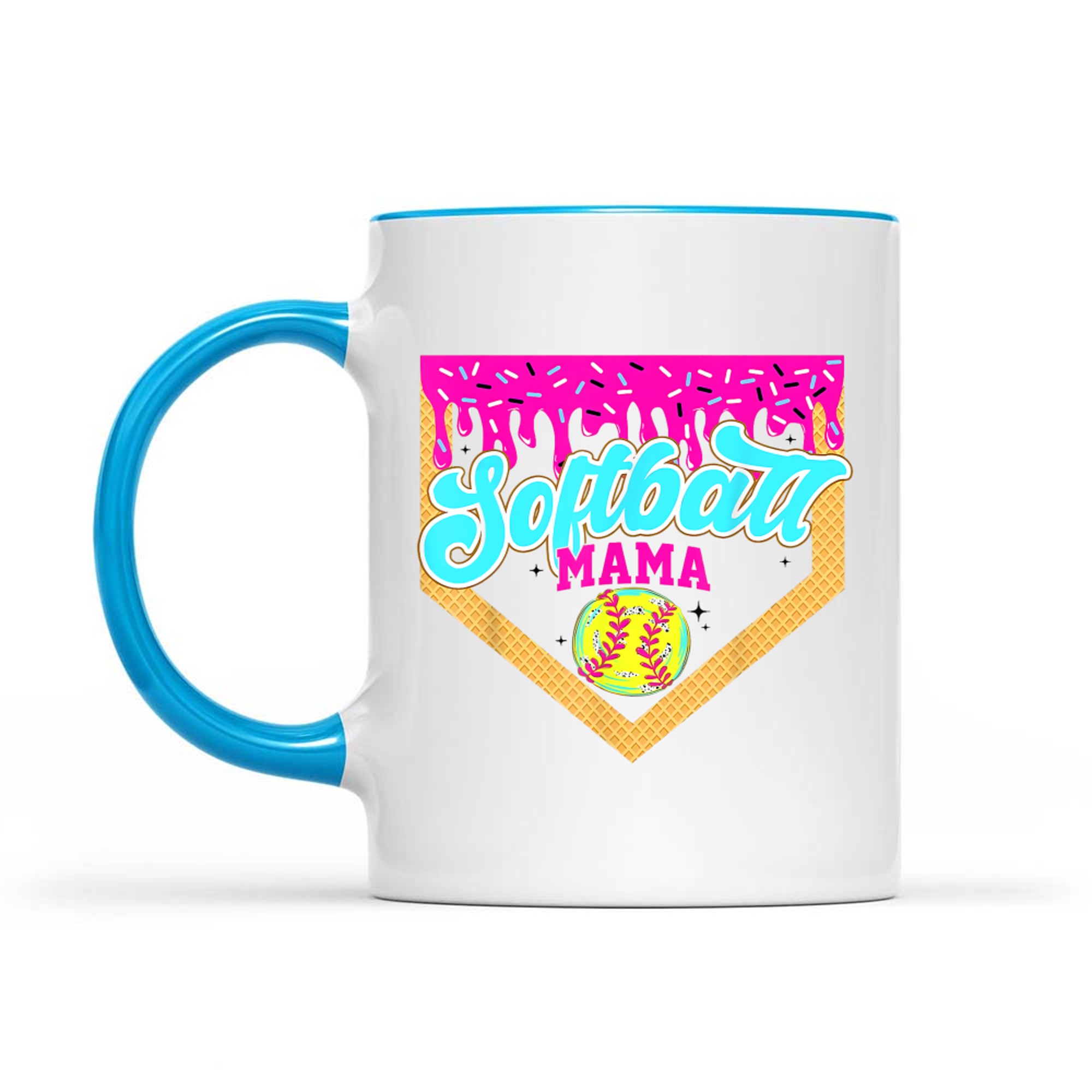 Softball Mama Drip Ice Cream Dripping Game Day Softball Mom Mug