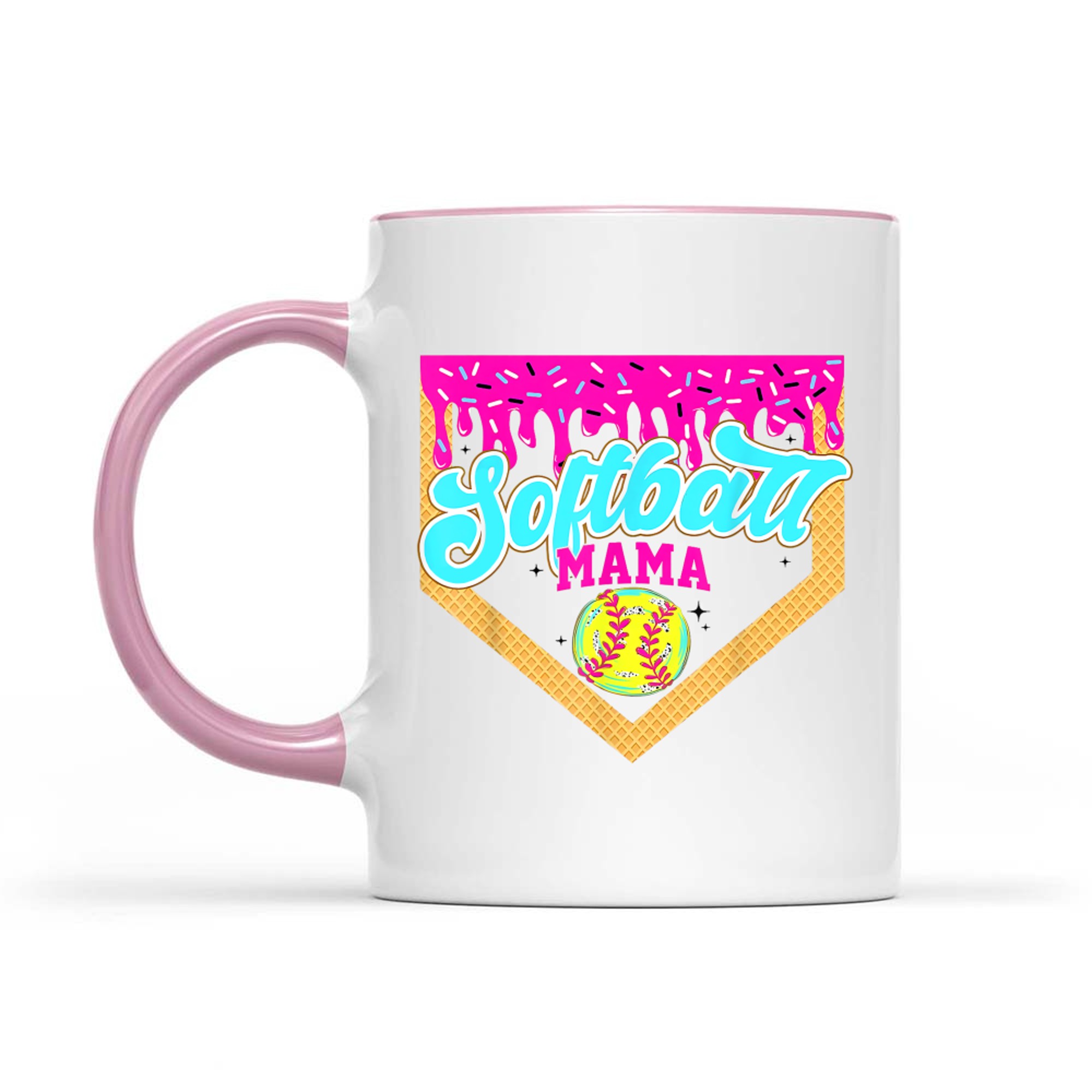 Softball Mama Drip Ice Cream Dripping Game Day Softball Mom Mug