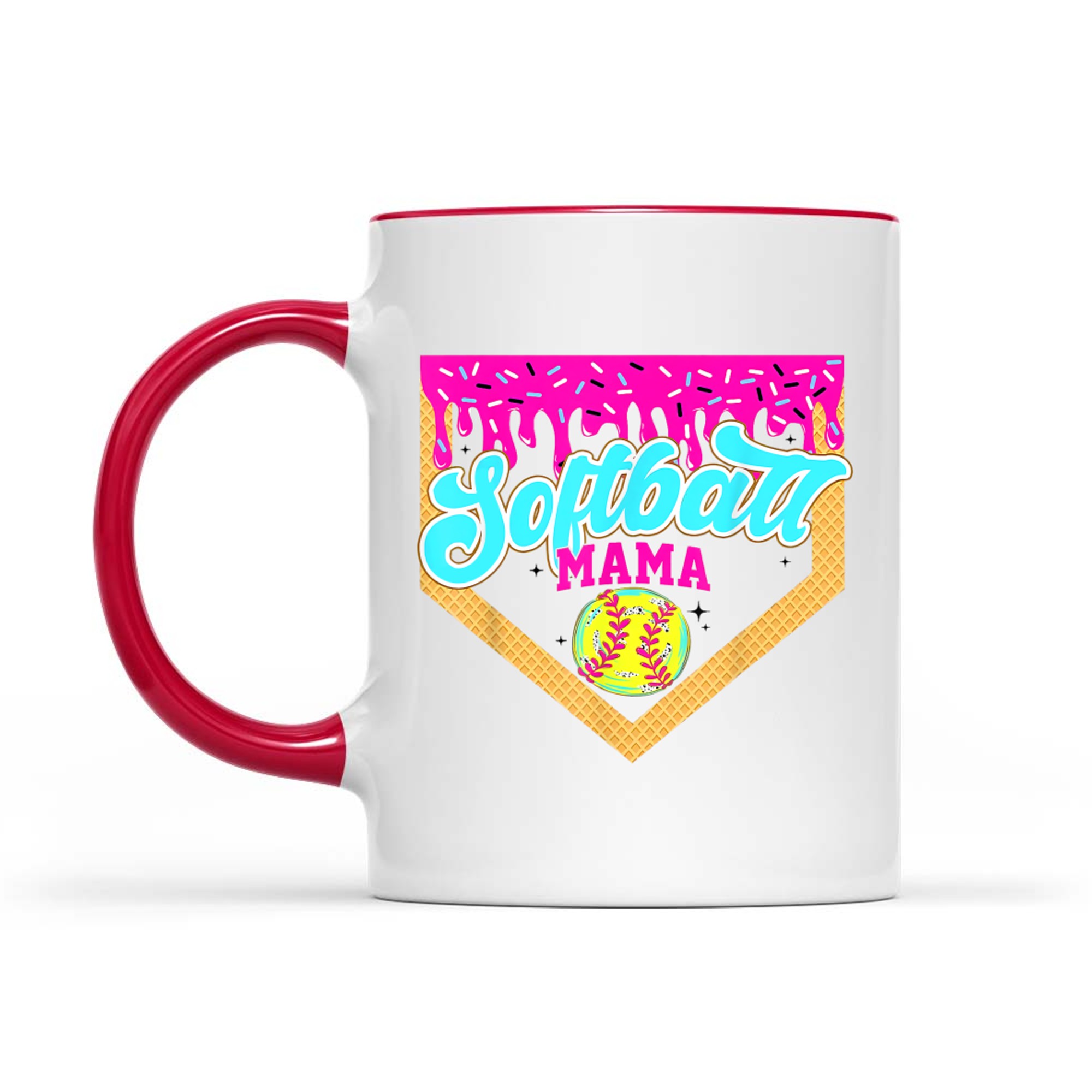 Softball Mama Drip Ice Cream Dripping Game Day Softball Mom Mug