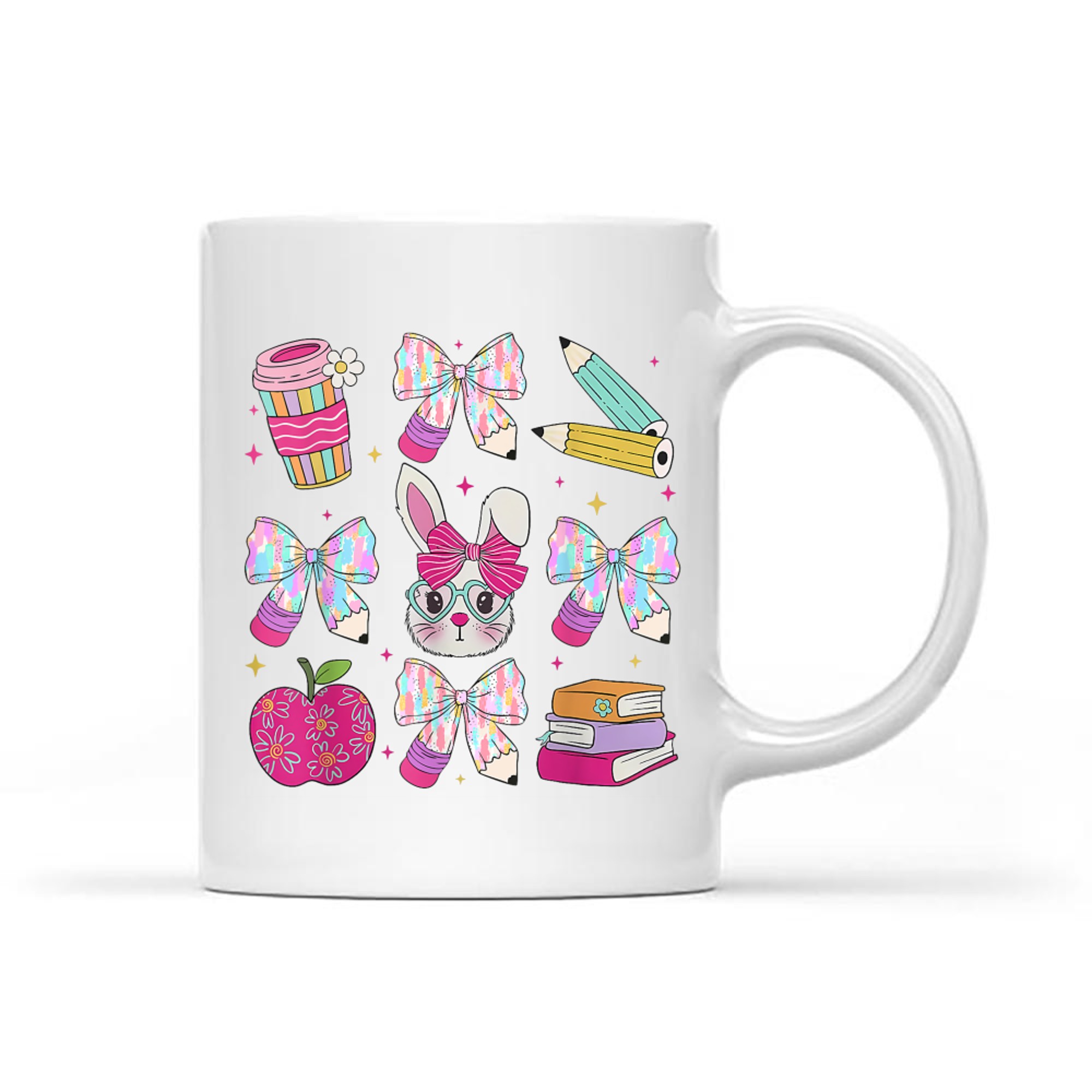 Teacher Easter Coquette Bow Bunny Happy Easter Women Girls Mug