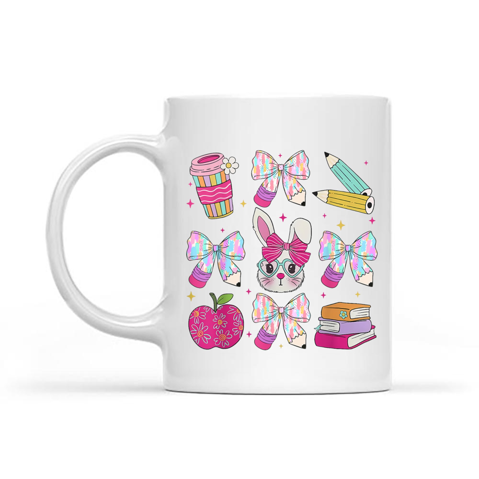 Teacher Easter Coquette Bow Bunny Happy Easter Women Girls Mug