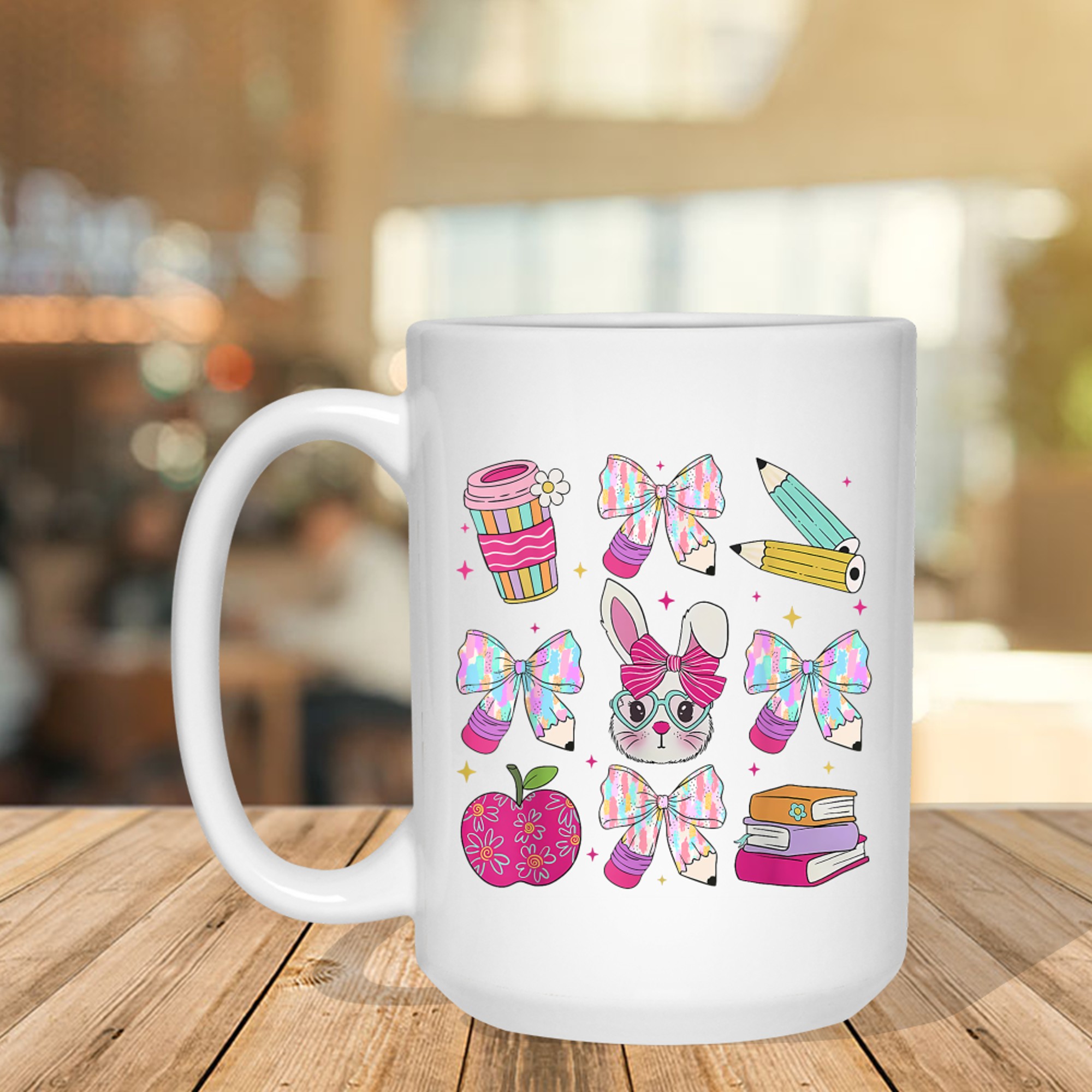 Teacher Easter Coquette Bow Bunny Happy Easter Women Girls Mug