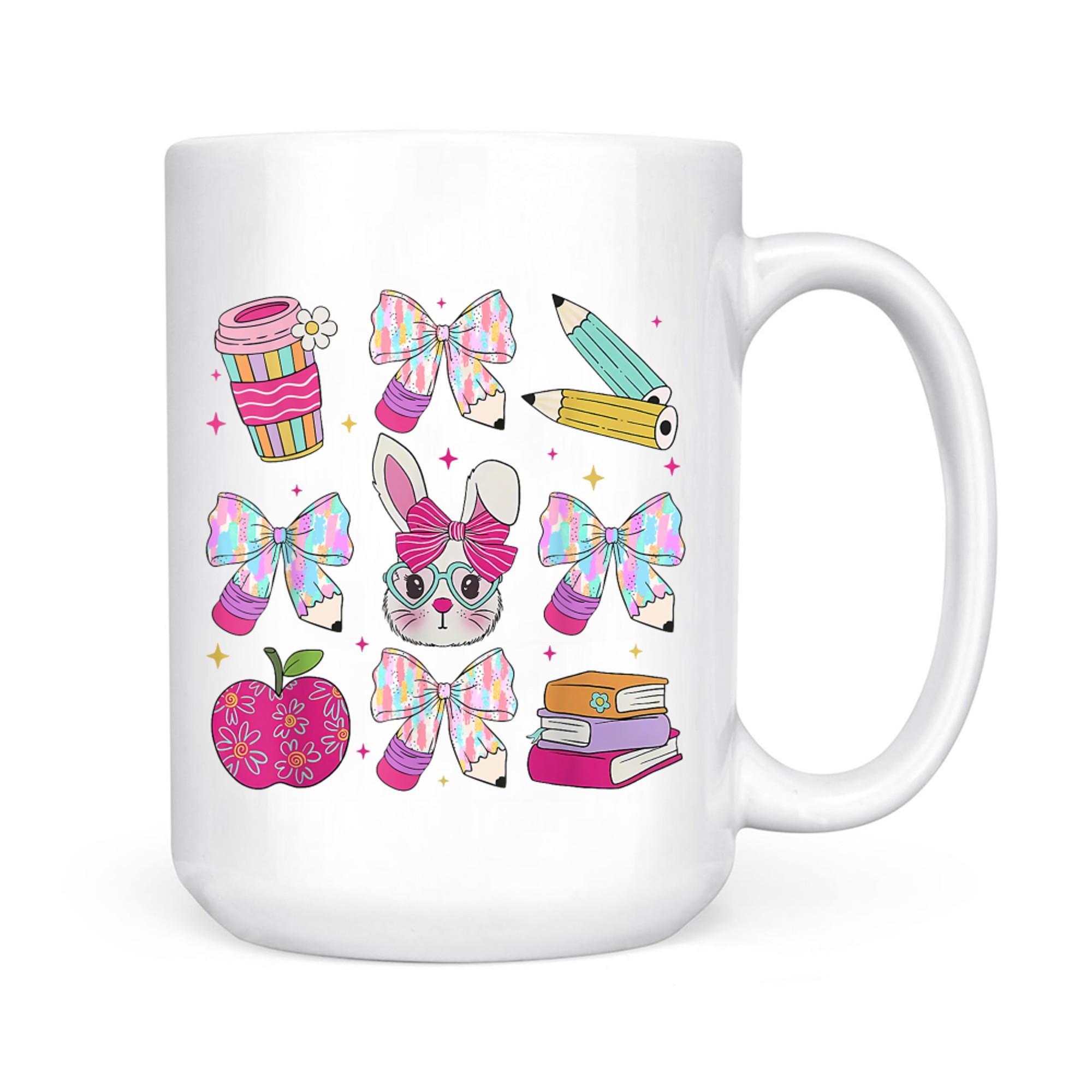 Teacher Easter Coquette Bow Bunny Happy Easter Women Girls Mug