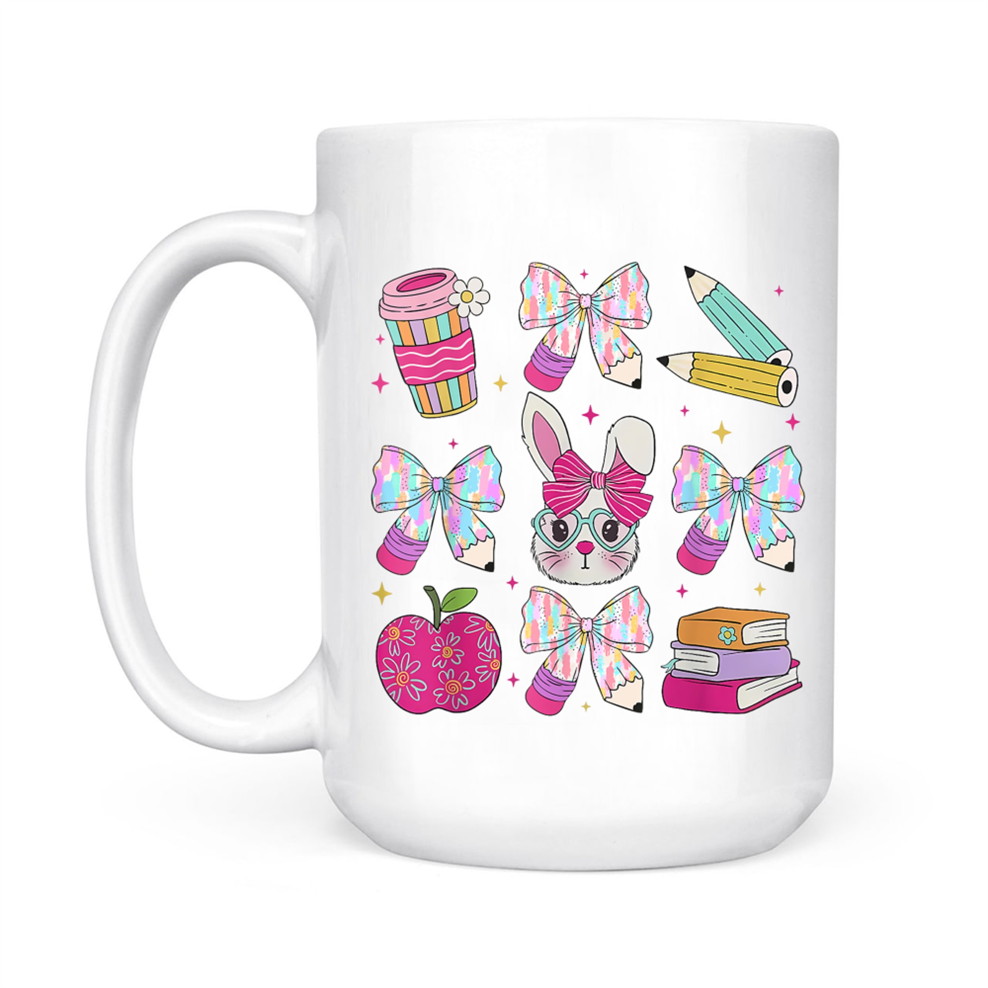 Teacher Easter Coquette Bow Bunny Happy Easter Women Girls Mug