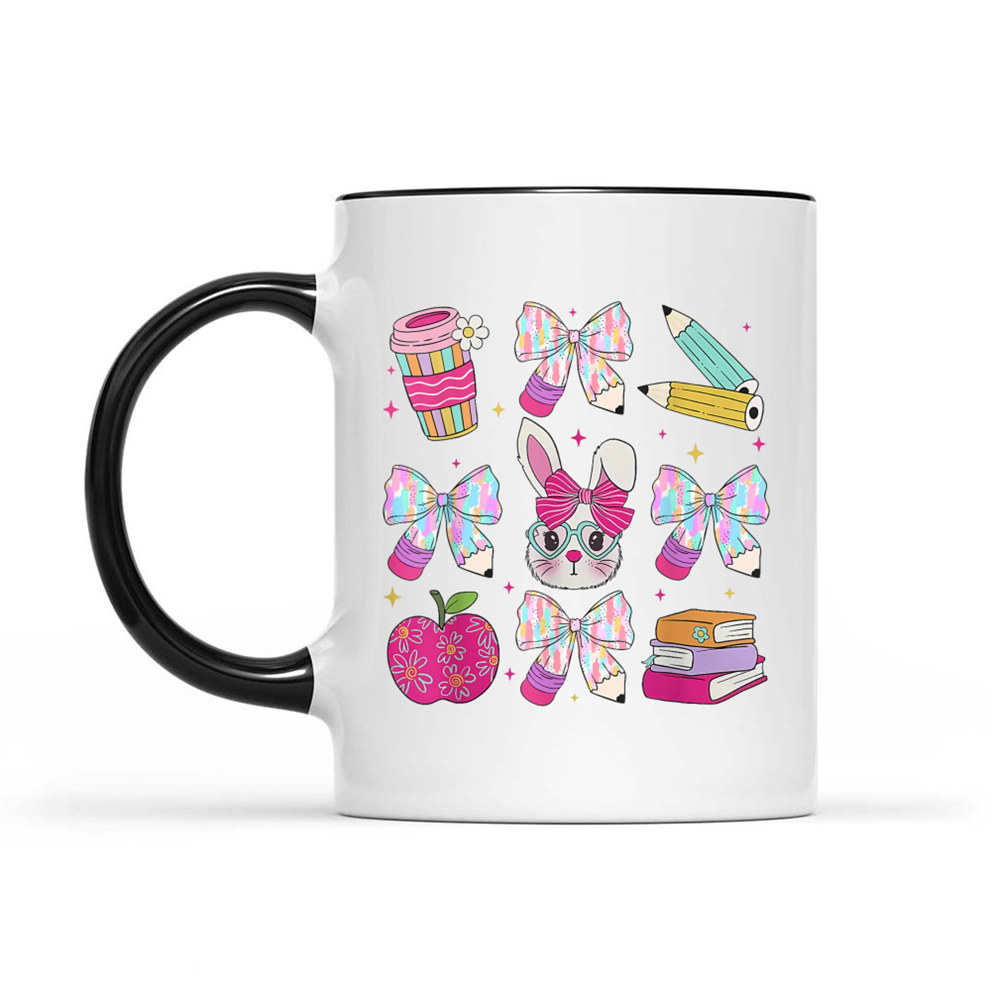 Teacher Easter Coquette Bow Bunny Happy Easter Women Girls Mug