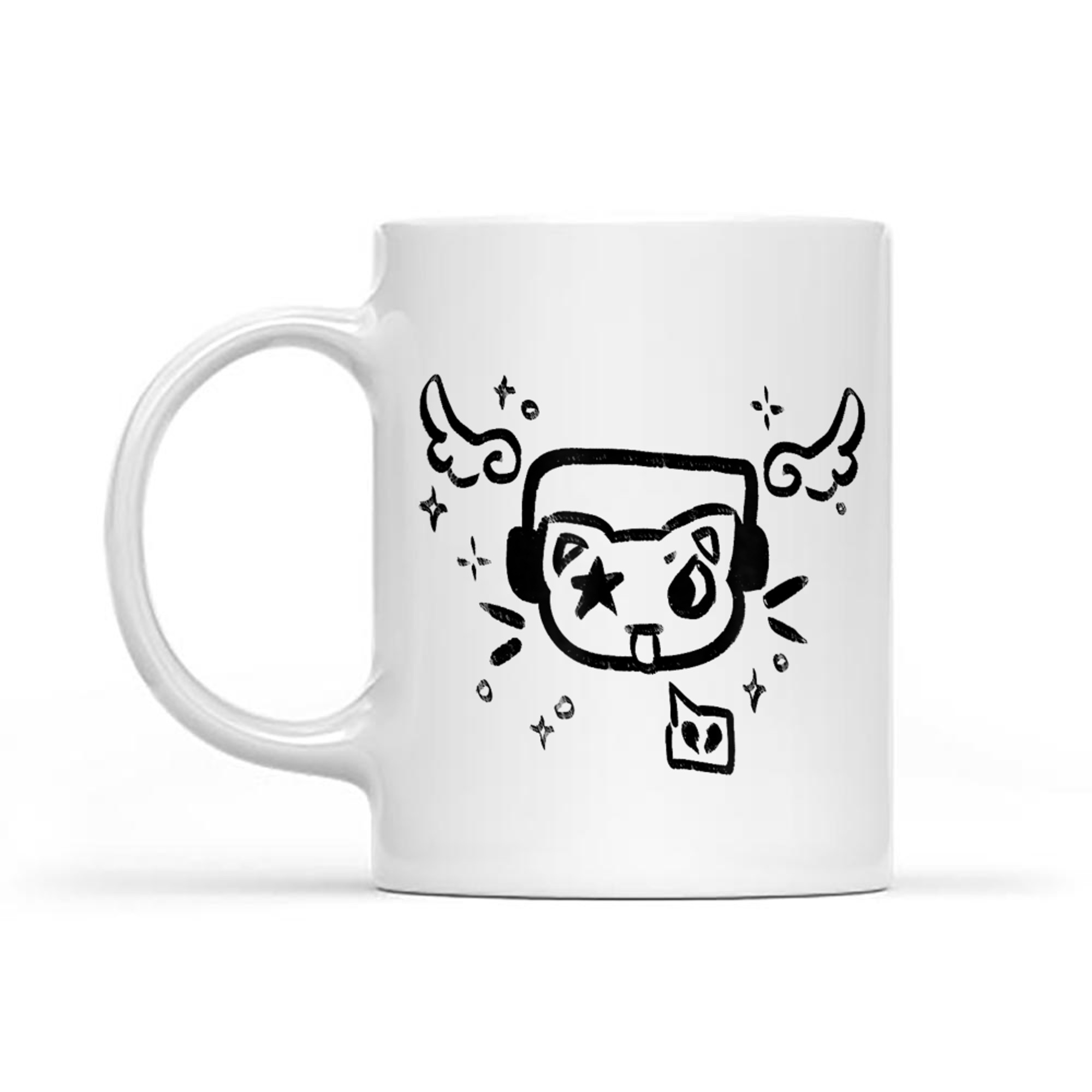 Y2K 90s Cat With Headphone Headset Grunge Kawaii Doodle Mug