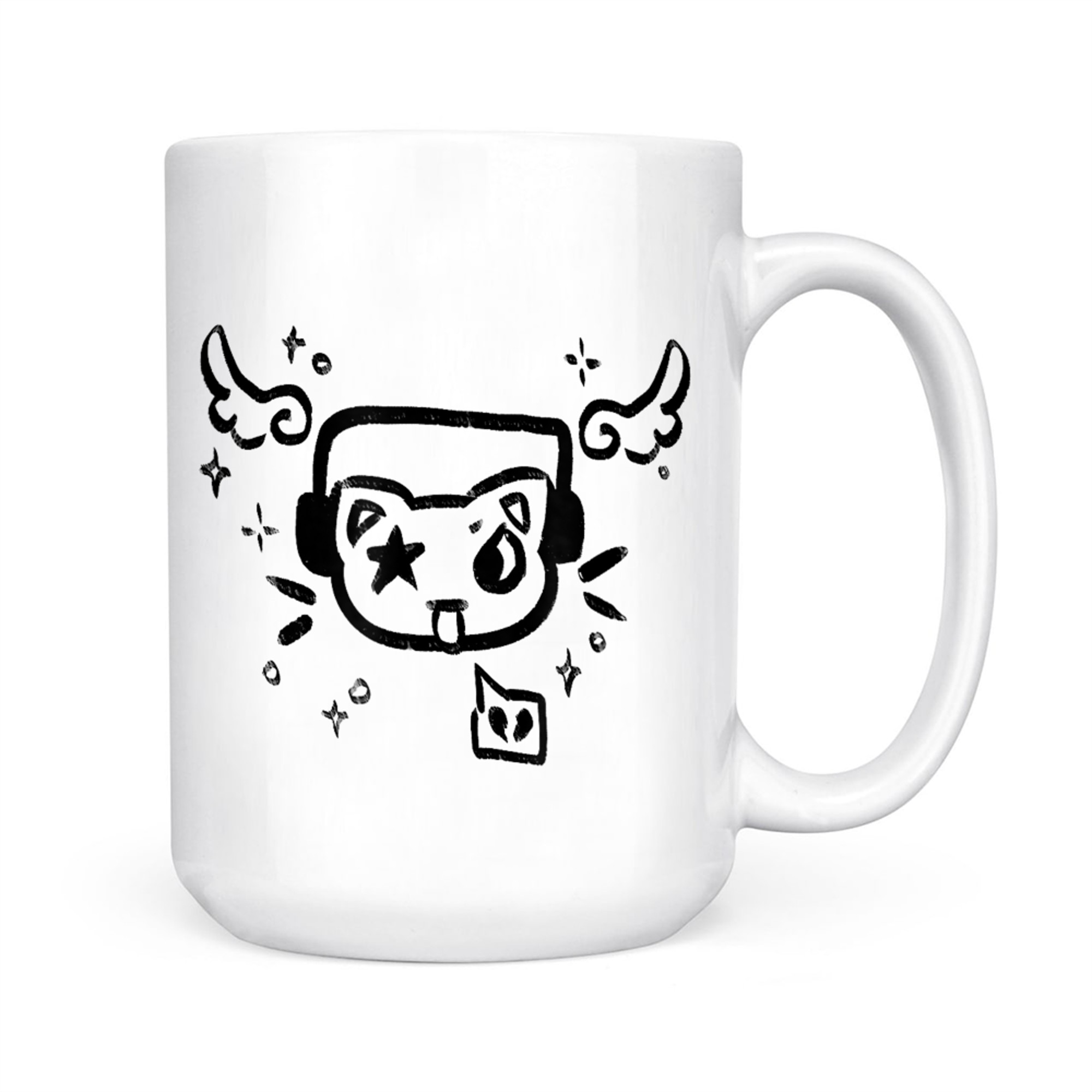Y2K 90s Cat With Headphone Headset Grunge Kawaii Doodle Mug