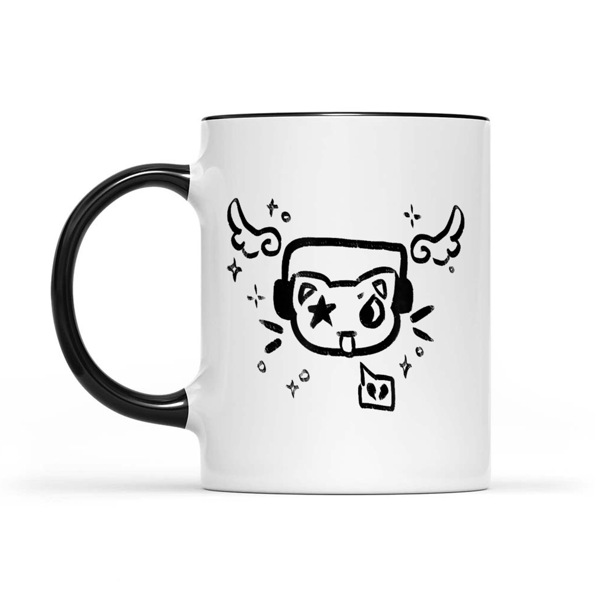 Y2K 90s Cat With Headphone Headset Grunge Kawaii Doodle Mug