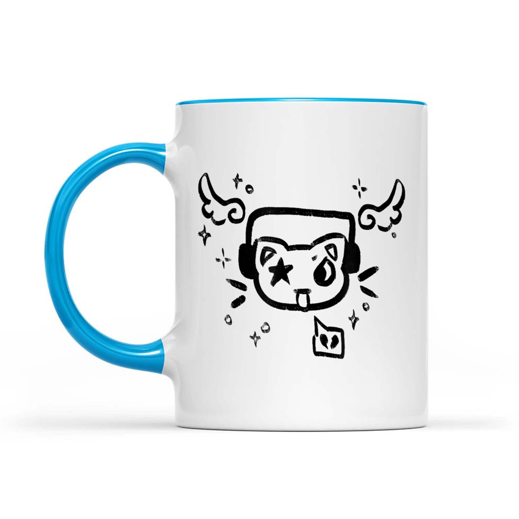 Y2K 90s Cat With Headphone Headset Grunge Kawaii Doodle Mug
