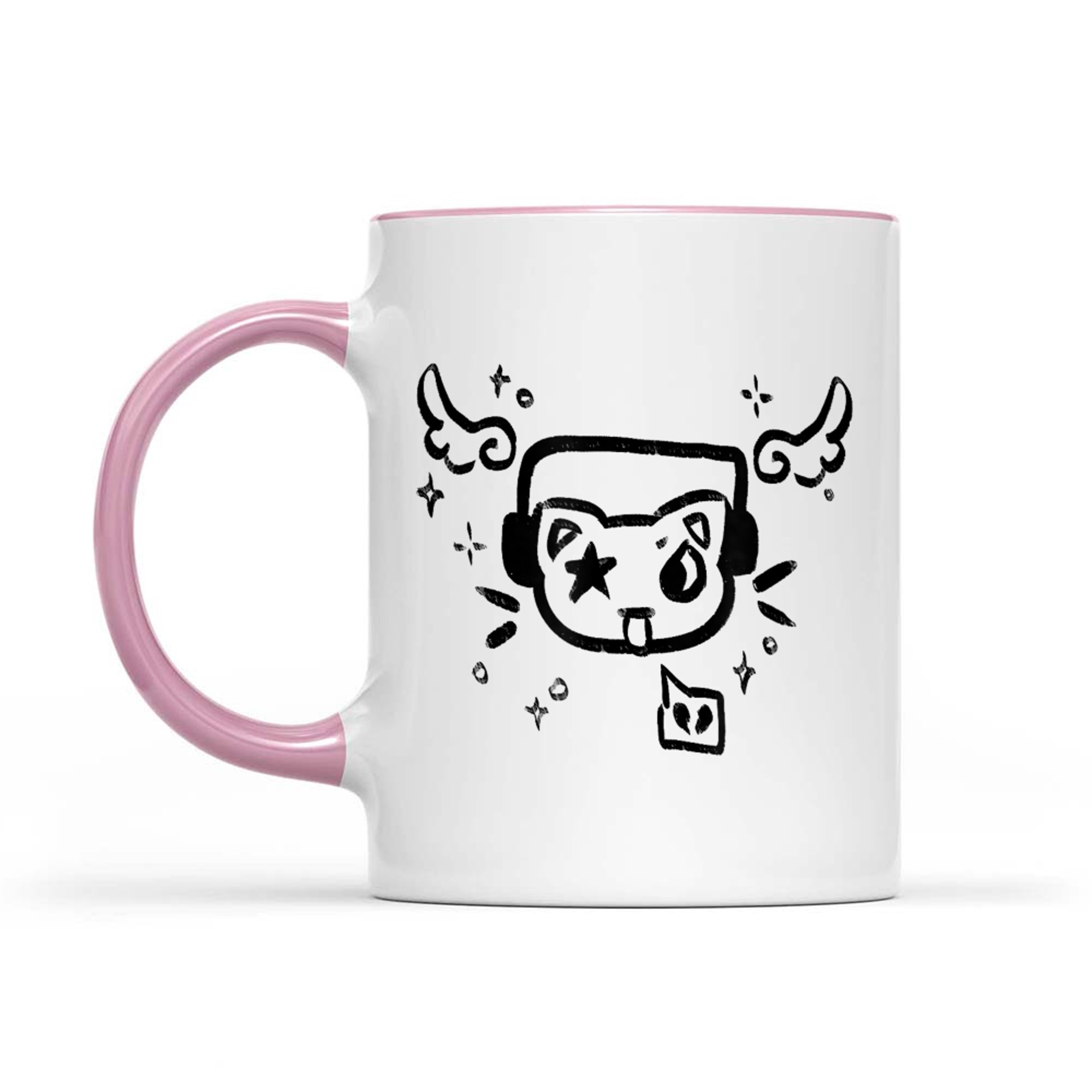 Y2K 90s Cat With Headphone Headset Grunge Kawaii Doodle Mug
