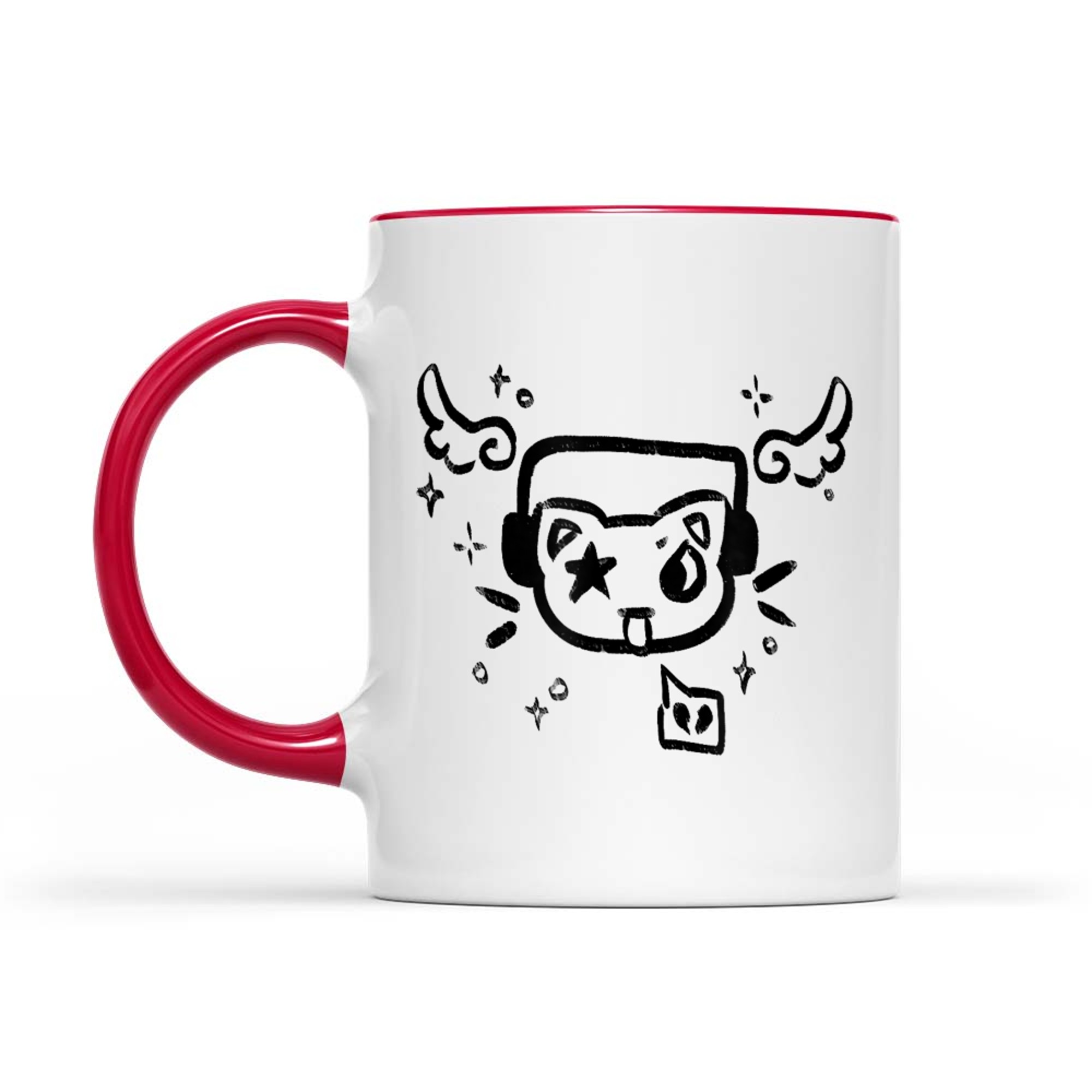 Y2K 90s Cat With Headphone Headset Grunge Kawaii Doodle Mug