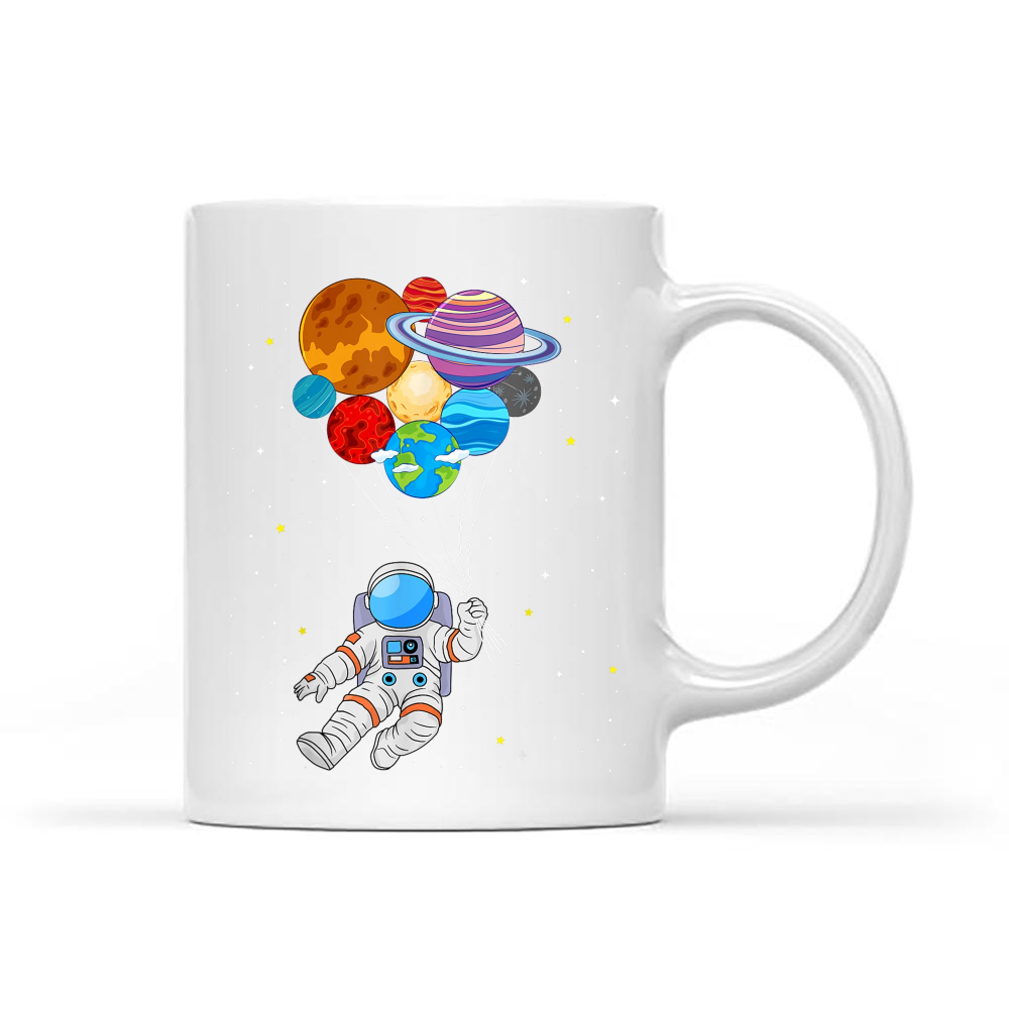 Astronaut Holding Planet Space Art Mug