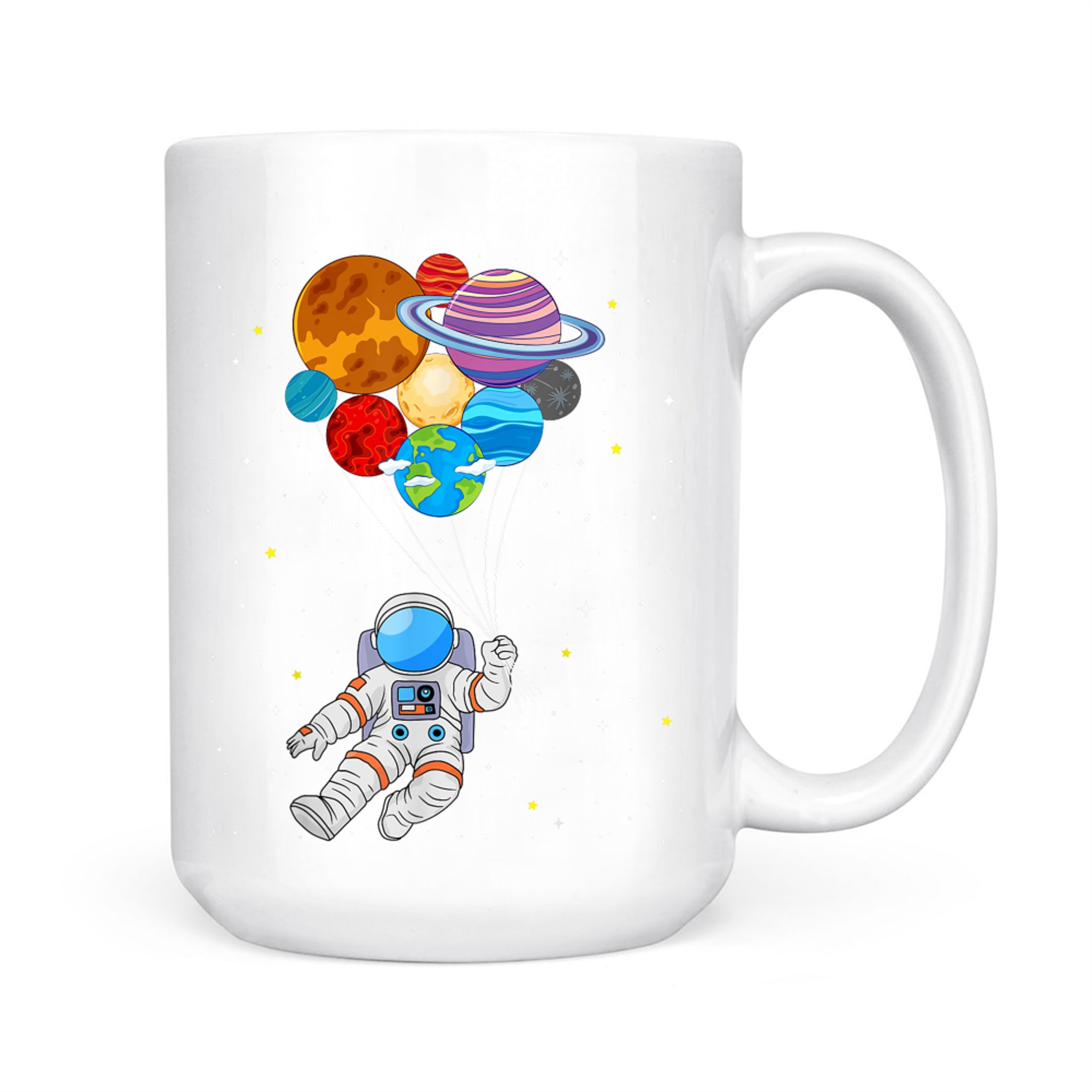 Astronaut Holding Planet Space Art Mug
