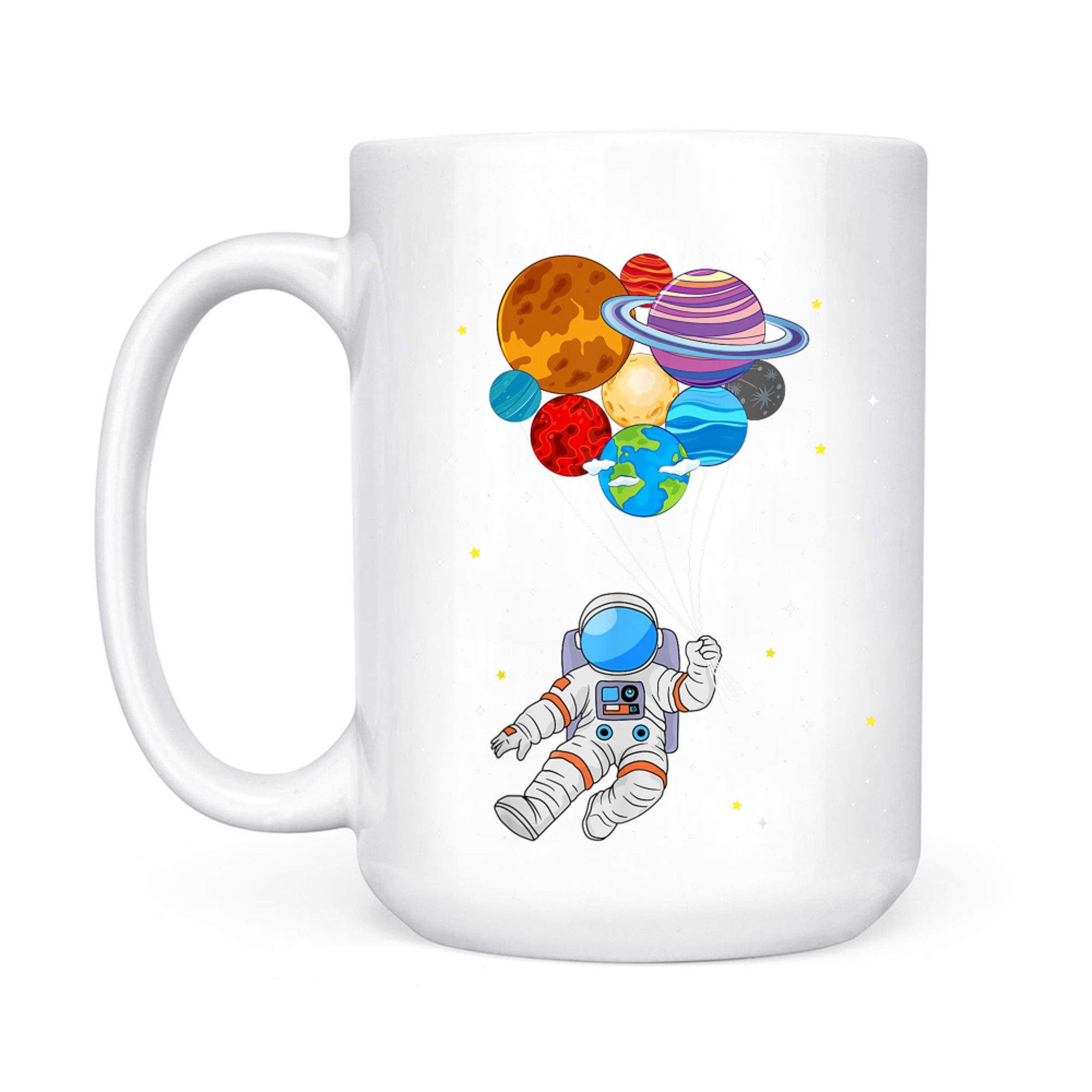 Astronaut Holding Planet Space Art Mug