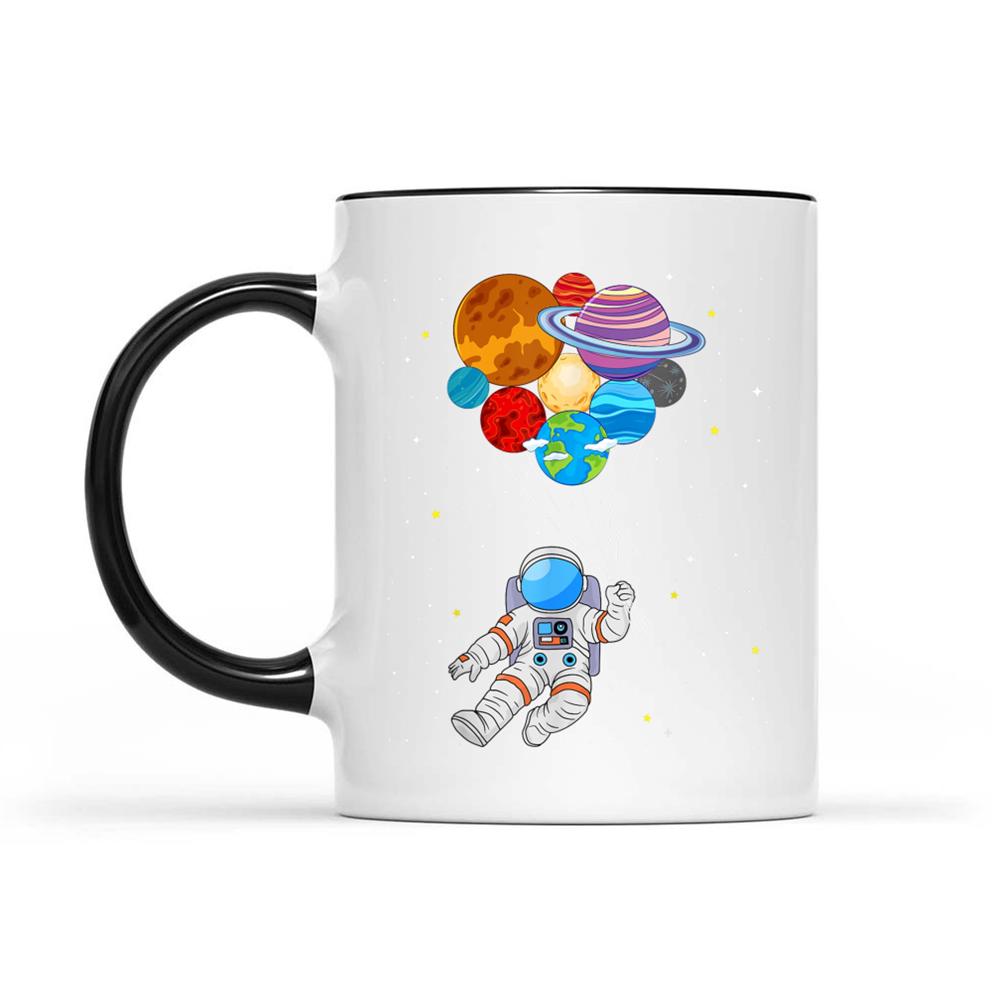 Astronaut Holding Planet Space Art Mug