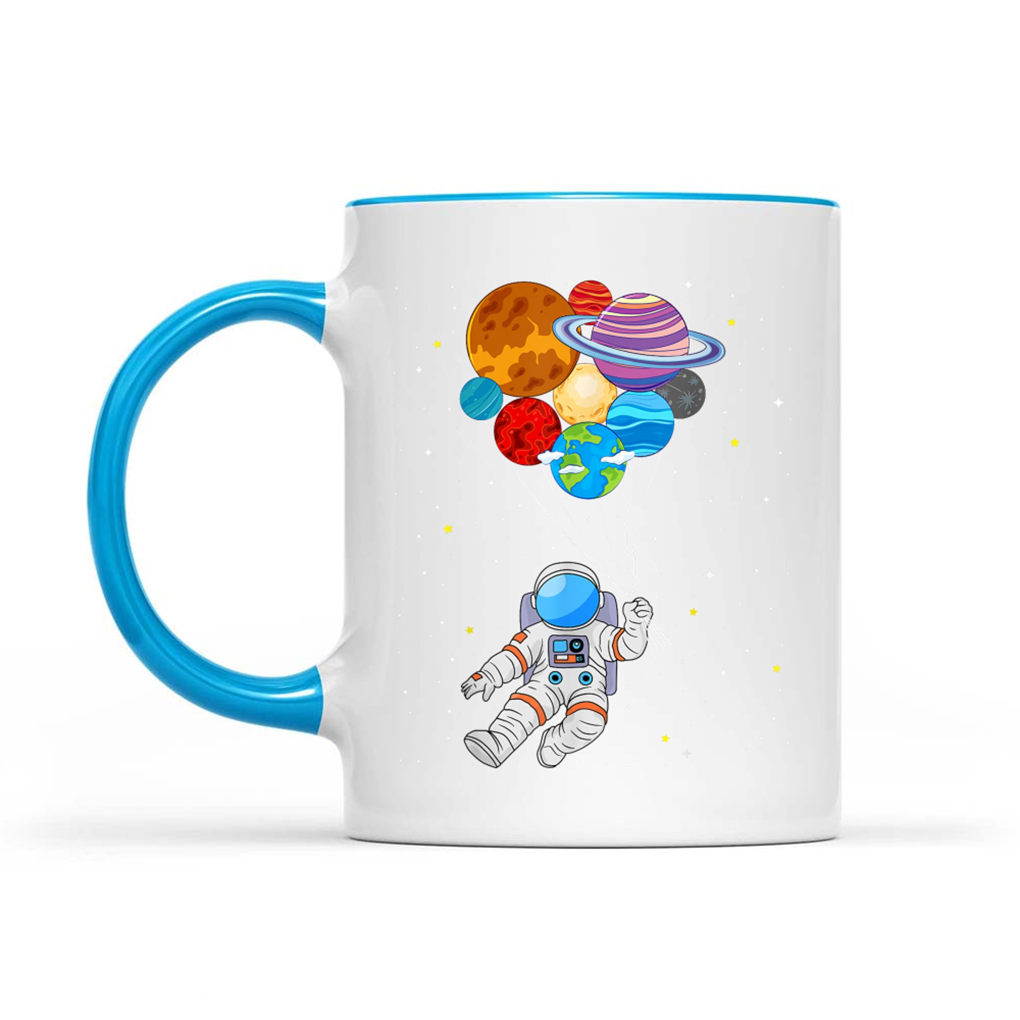 Astronaut Holding Planet Space Art Mug
