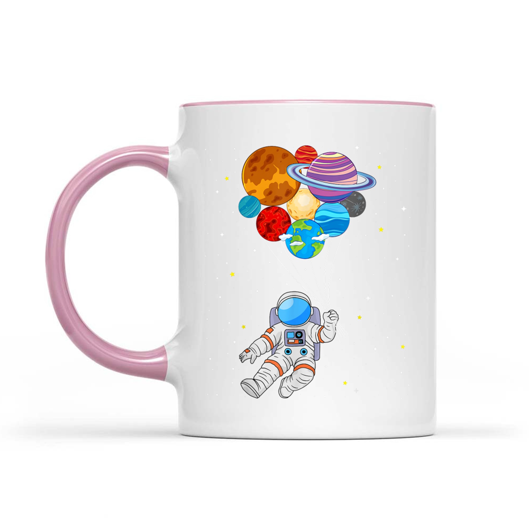 Astronaut Holding Planet Space Art Mug