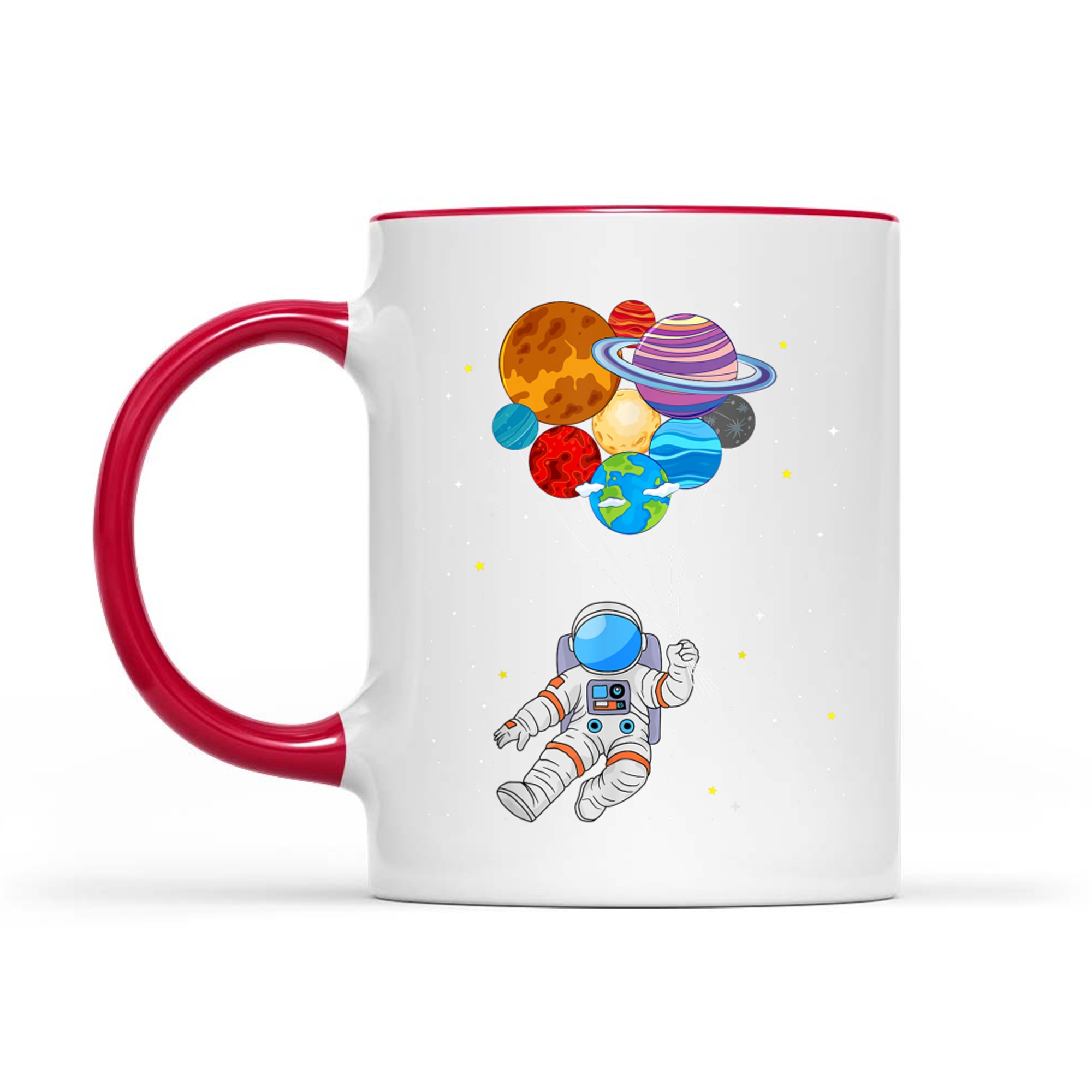 Astronaut Holding Planet Space Art Mug