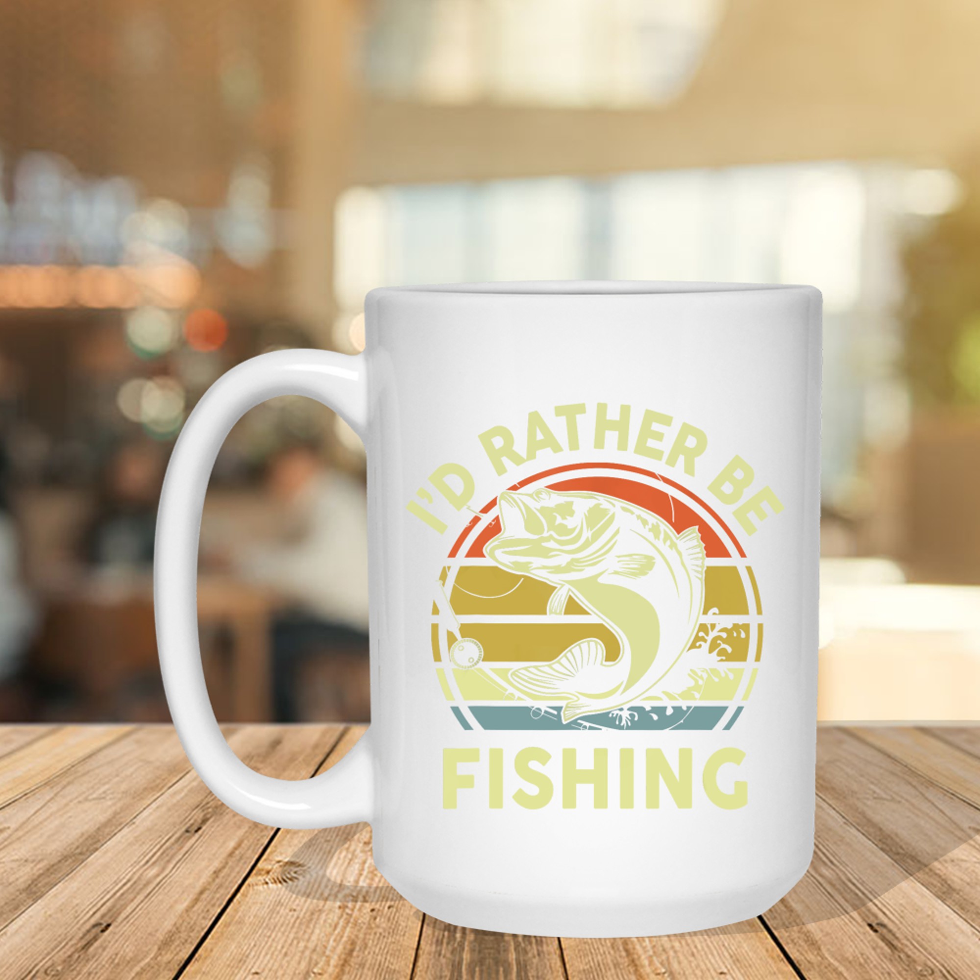 Bass Fish Id Rather Be Fishing Funny Mug