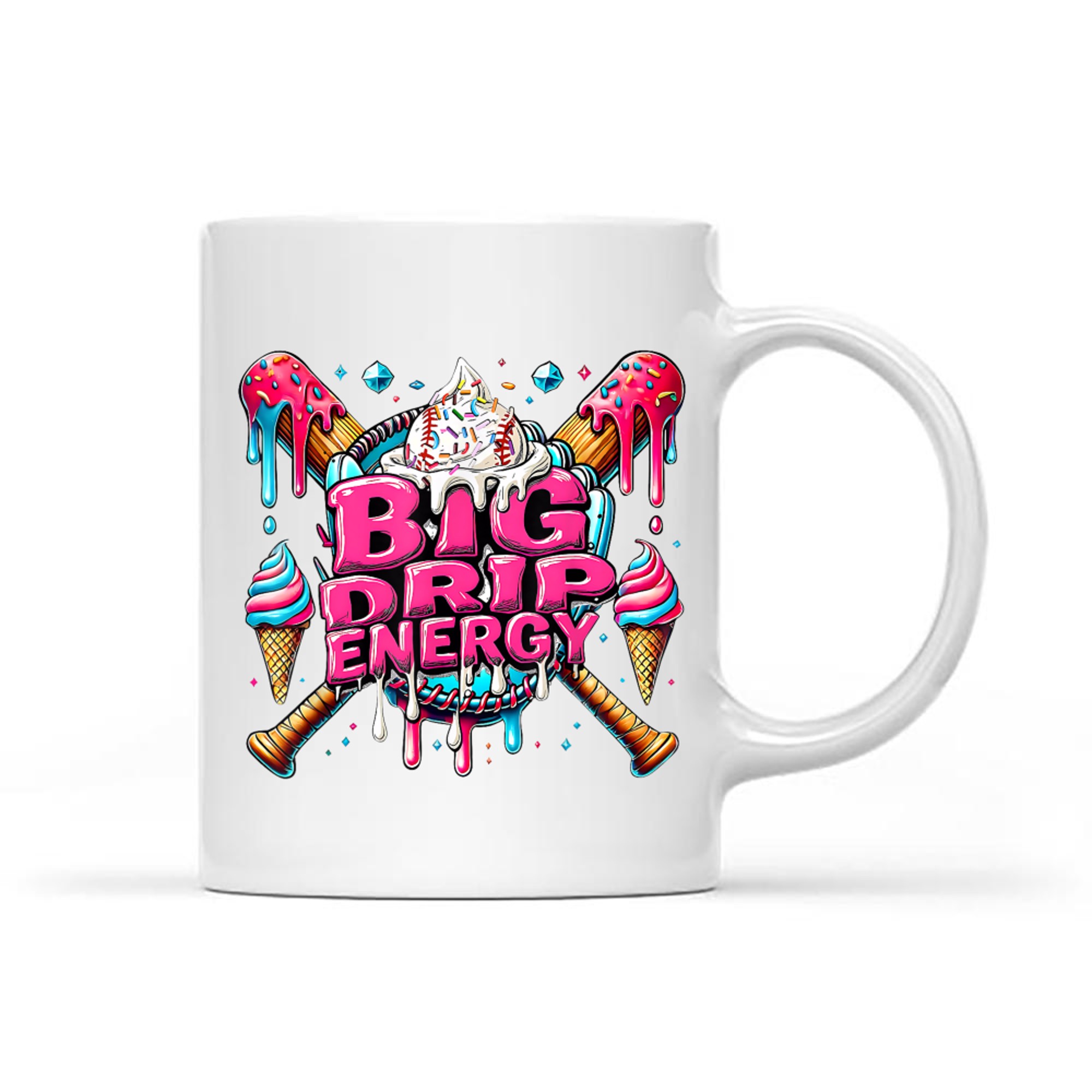Big Drip Energy Baseball Drip Ice Cream Sprinkles Mug