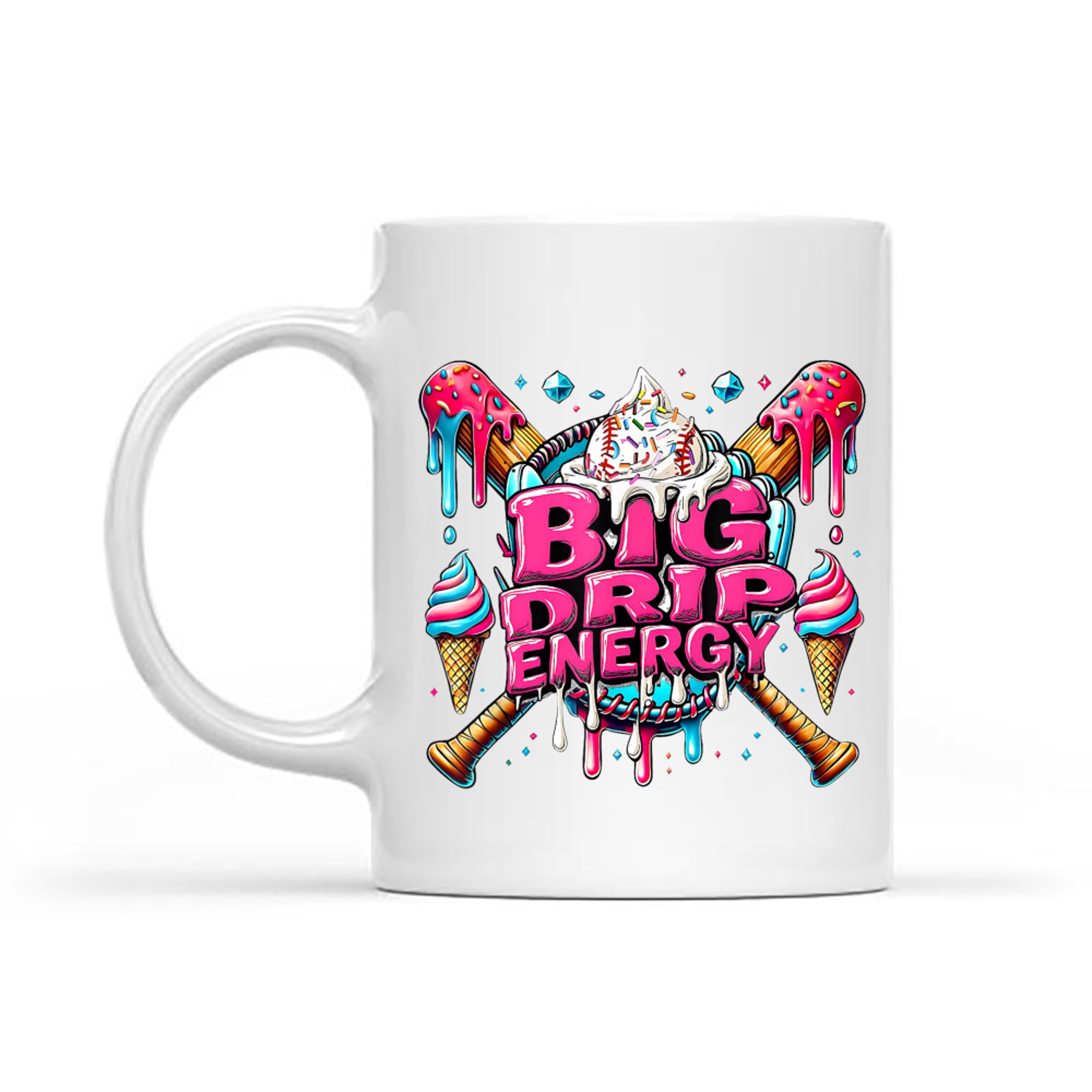 Big Drip Energy Baseball Drip Ice Cream Sprinkles Mug