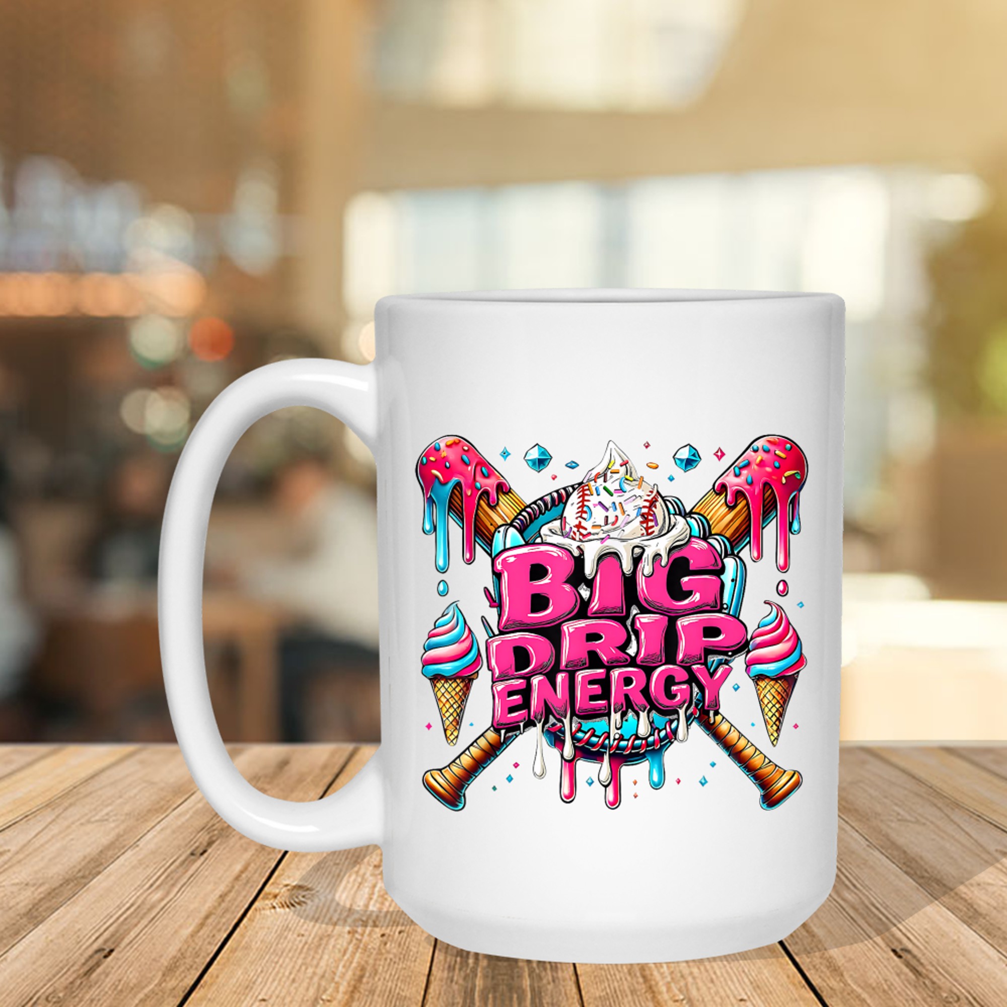 Big Drip Energy Baseball Drip Ice Cream Sprinkles Mug