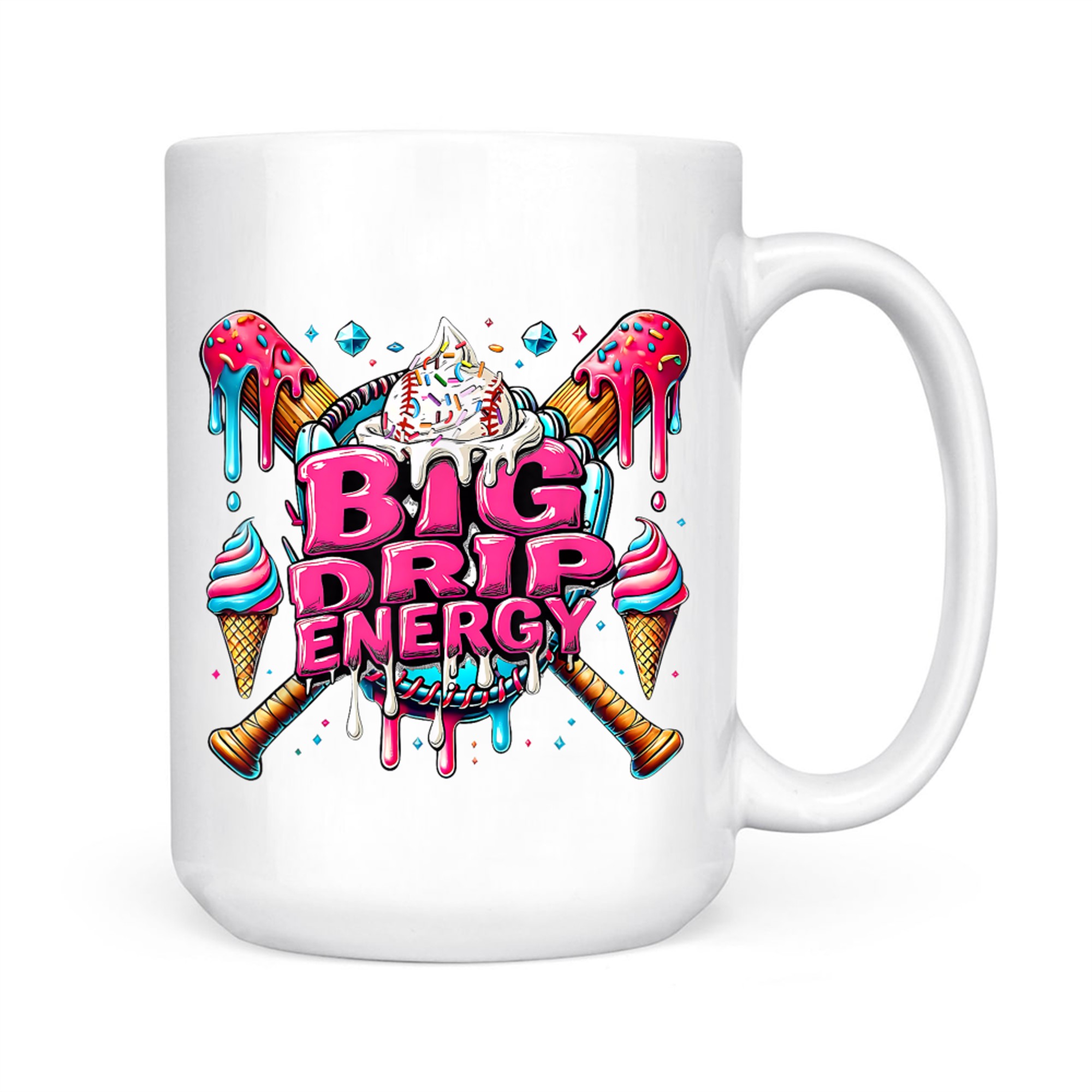 Big Drip Energy Baseball Drip Ice Cream Sprinkles Mug