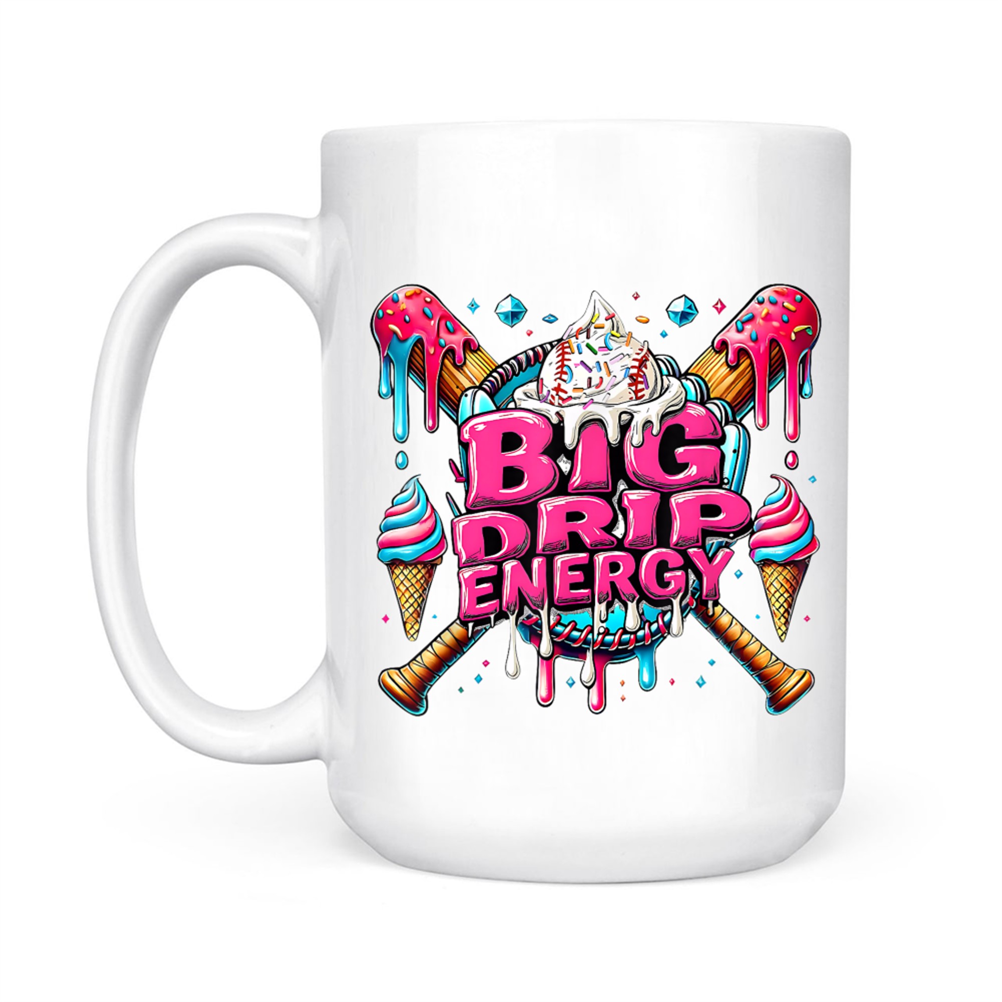 Big Drip Energy Baseball Drip Ice Cream Sprinkles Mug