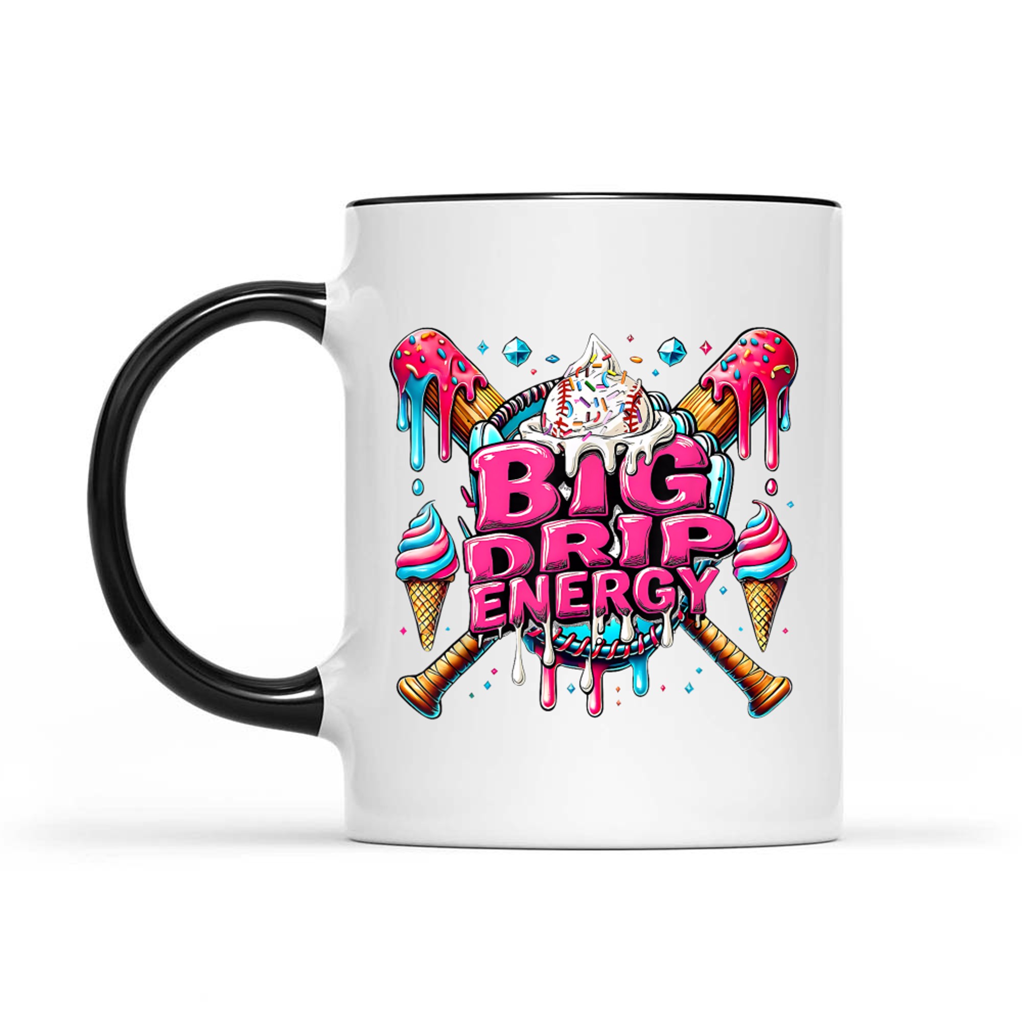 Big Drip Energy Baseball Drip Ice Cream Sprinkles Mug