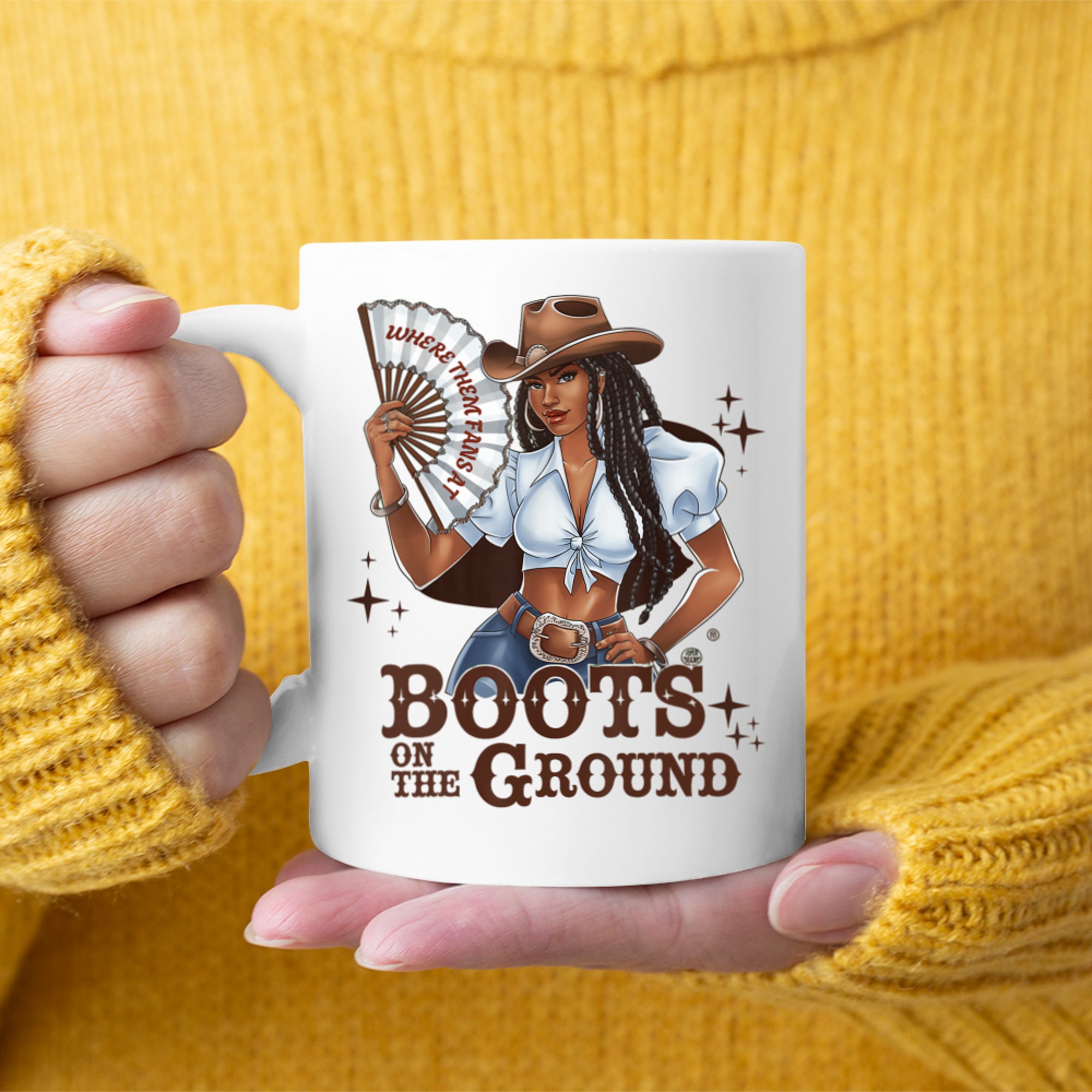 Boots On The Ground Linedance Stylish Black Cowgirl Mug