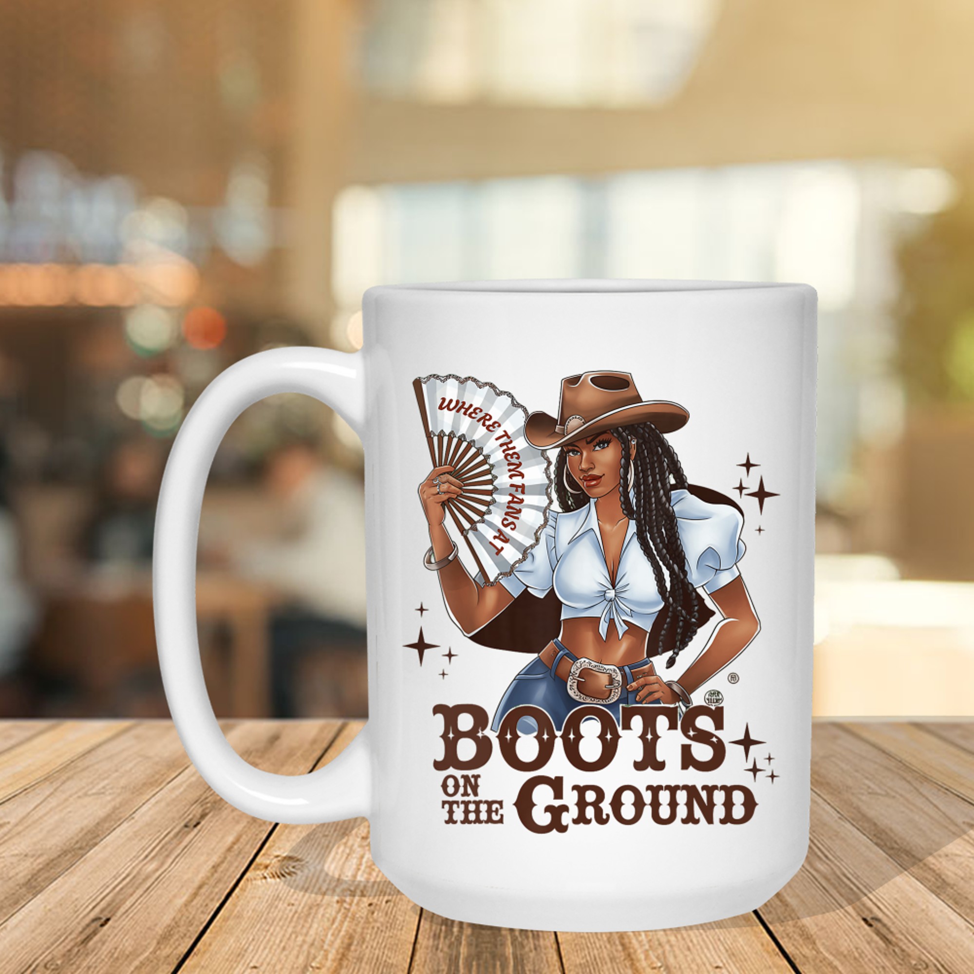Boots On The Ground Linedance Stylish Black Cowgirl Mug