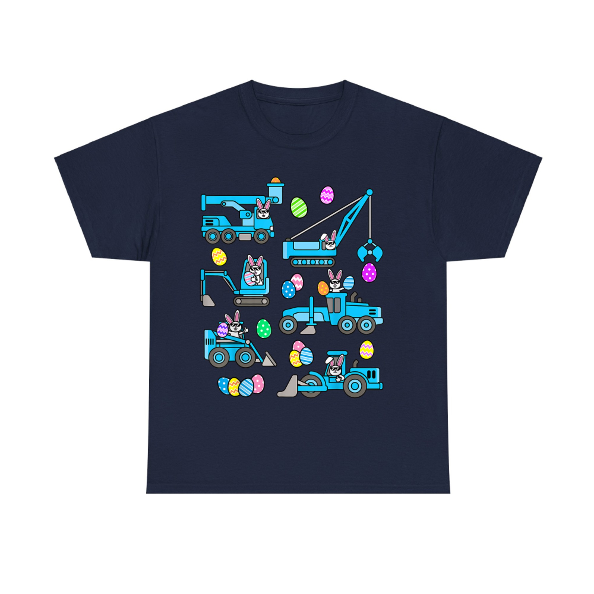 Boys Easter Eggs Cavator Bunny Construction Trucks Funny T-Shirt