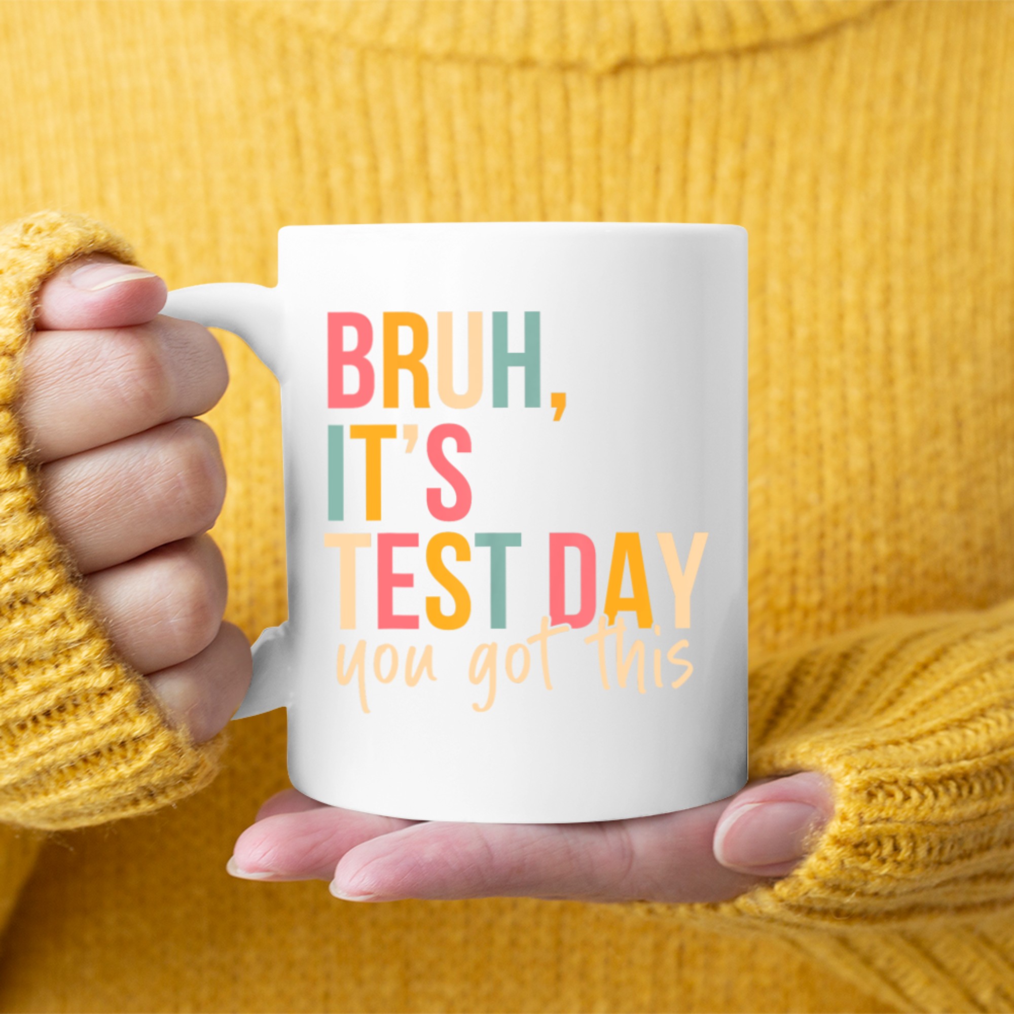 Bruh It’s Test Day Funny Quote Mug