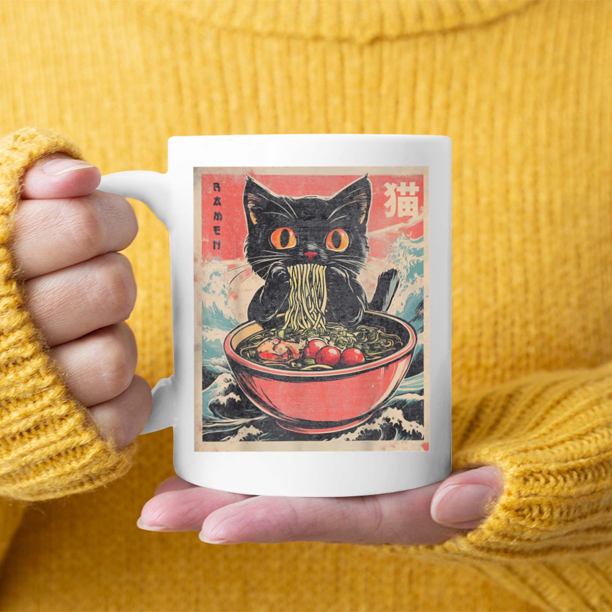 Cat Ramen Japanese Funny Kawaii Cat Mug