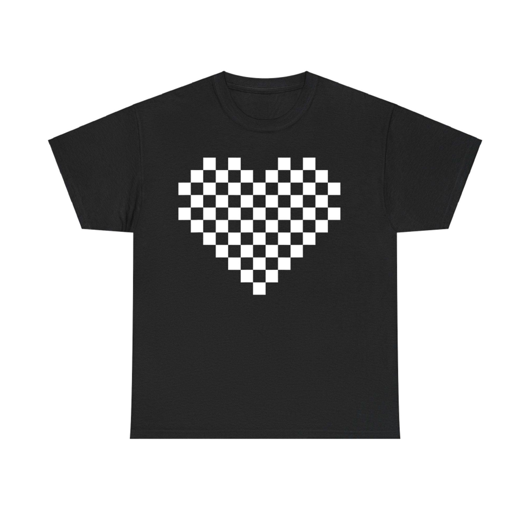 Checkered Heart Retro Race Car Gamer Heart Valentines Day T-Shirt