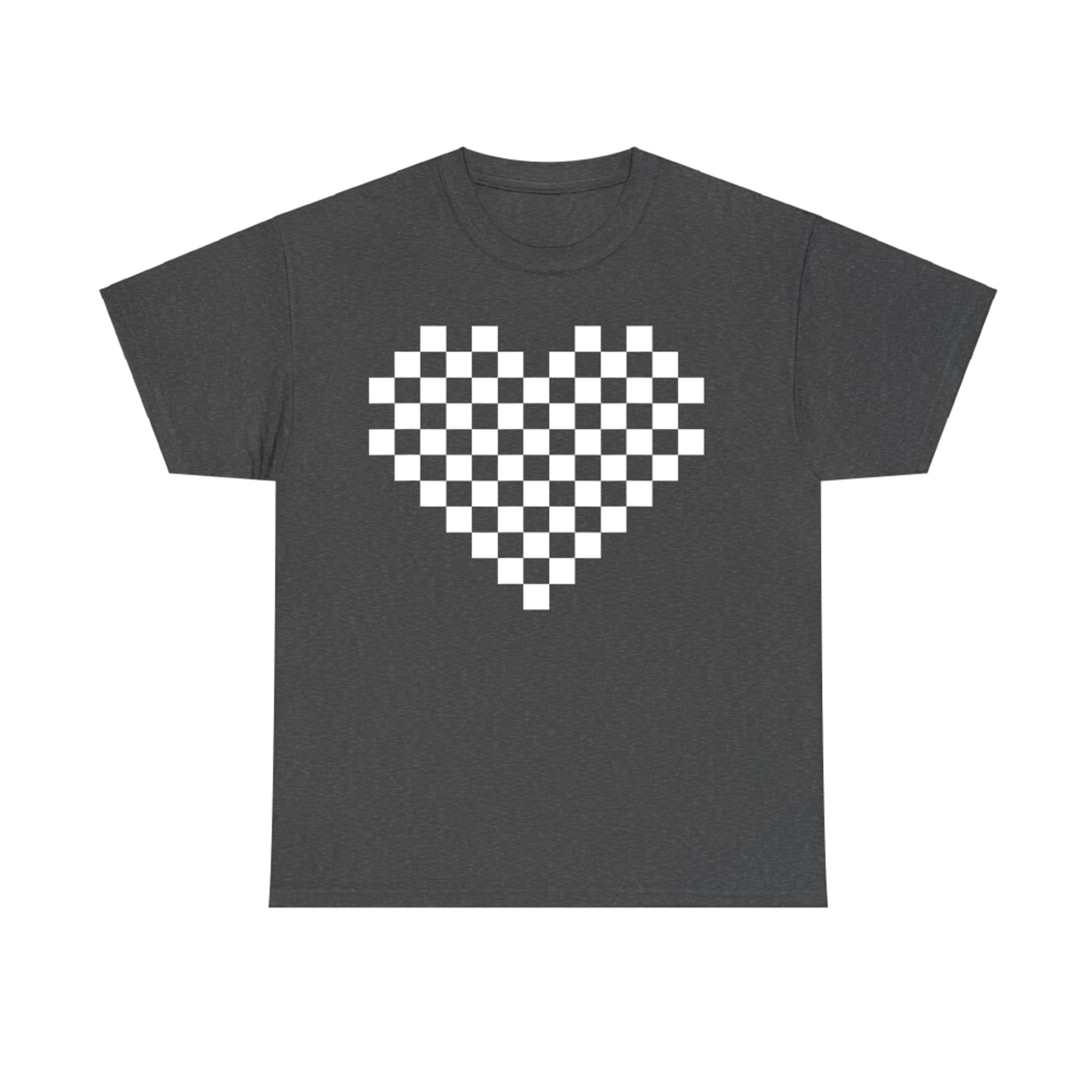 Checkered Heart Retro Race Car Gamer Heart Valentines Day T-Shirt