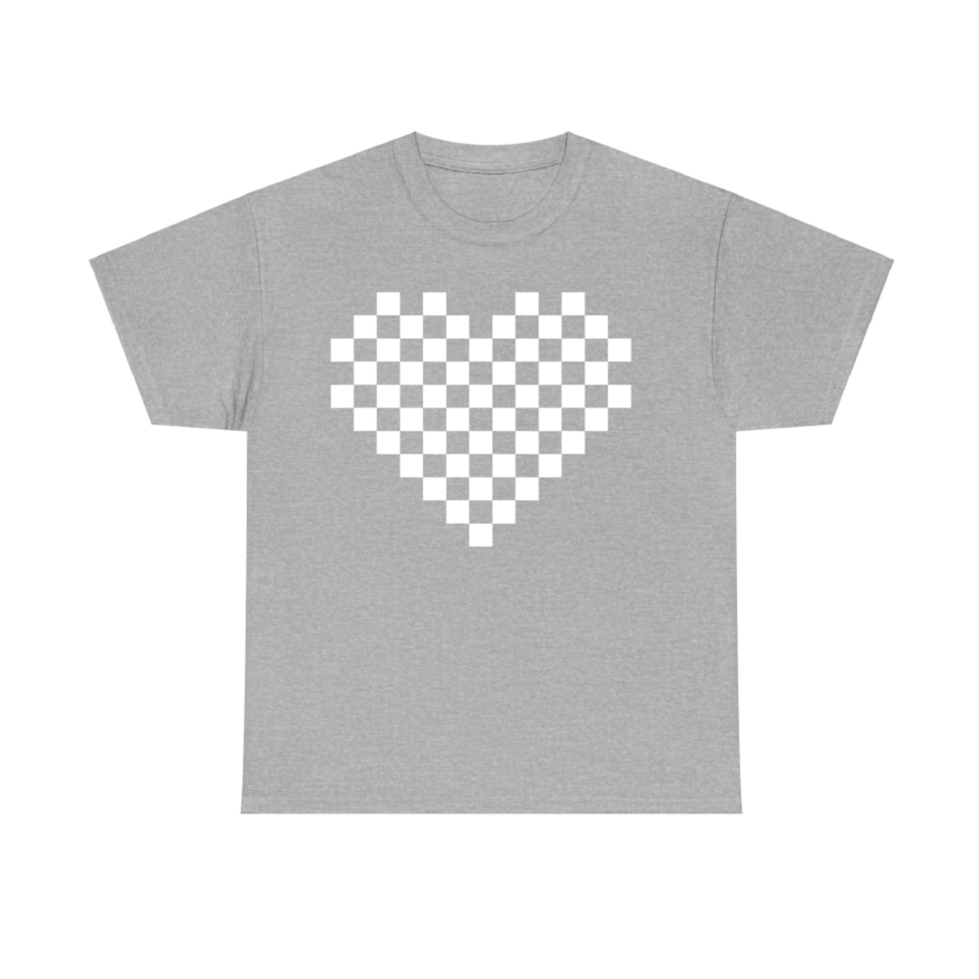 Checkered Heart Retro Race Car Gamer Heart Valentines Day T-Shirt
