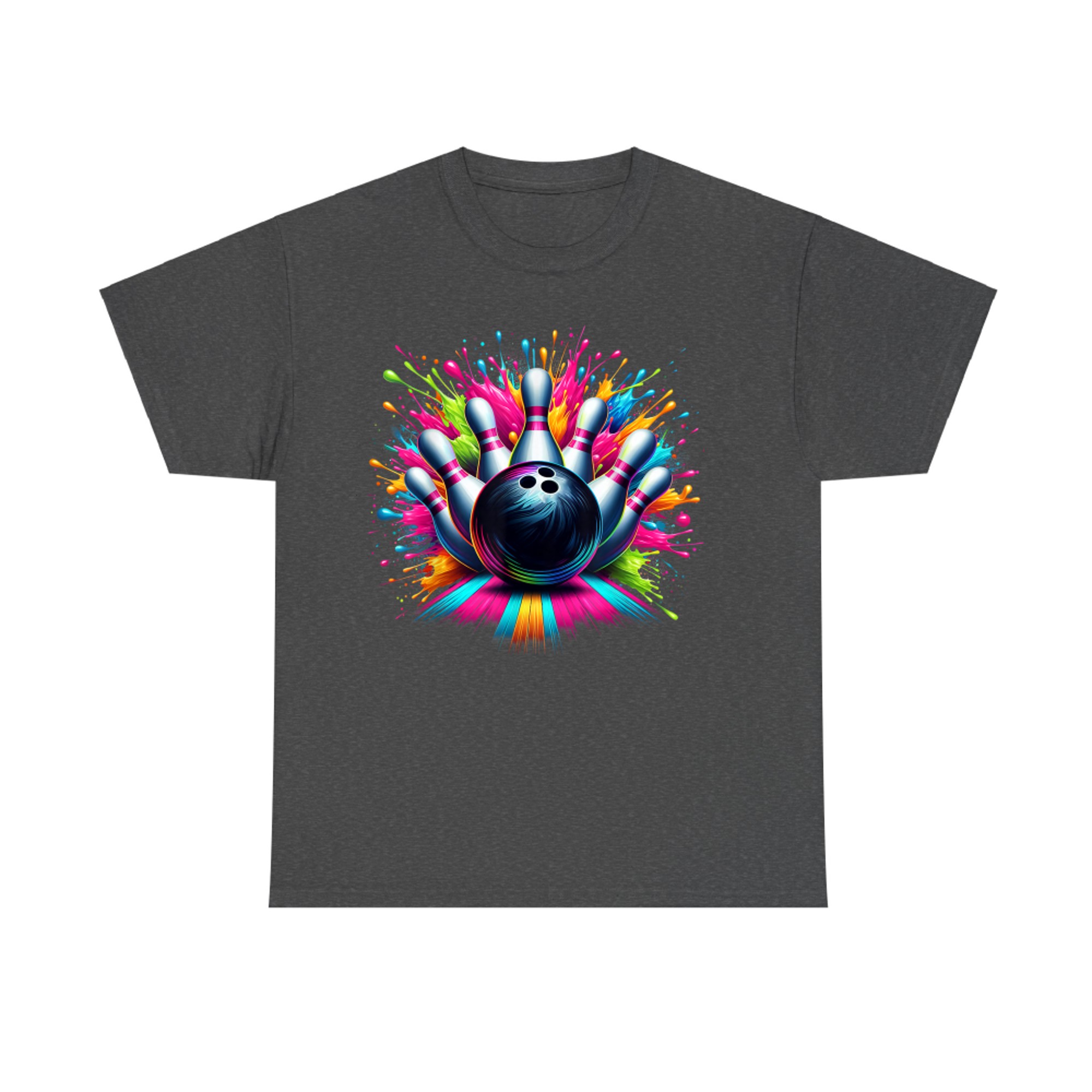 Colorful Neon Bowling Strike Splatter Paint Effect Fun Artistic Bowling T-Shirt