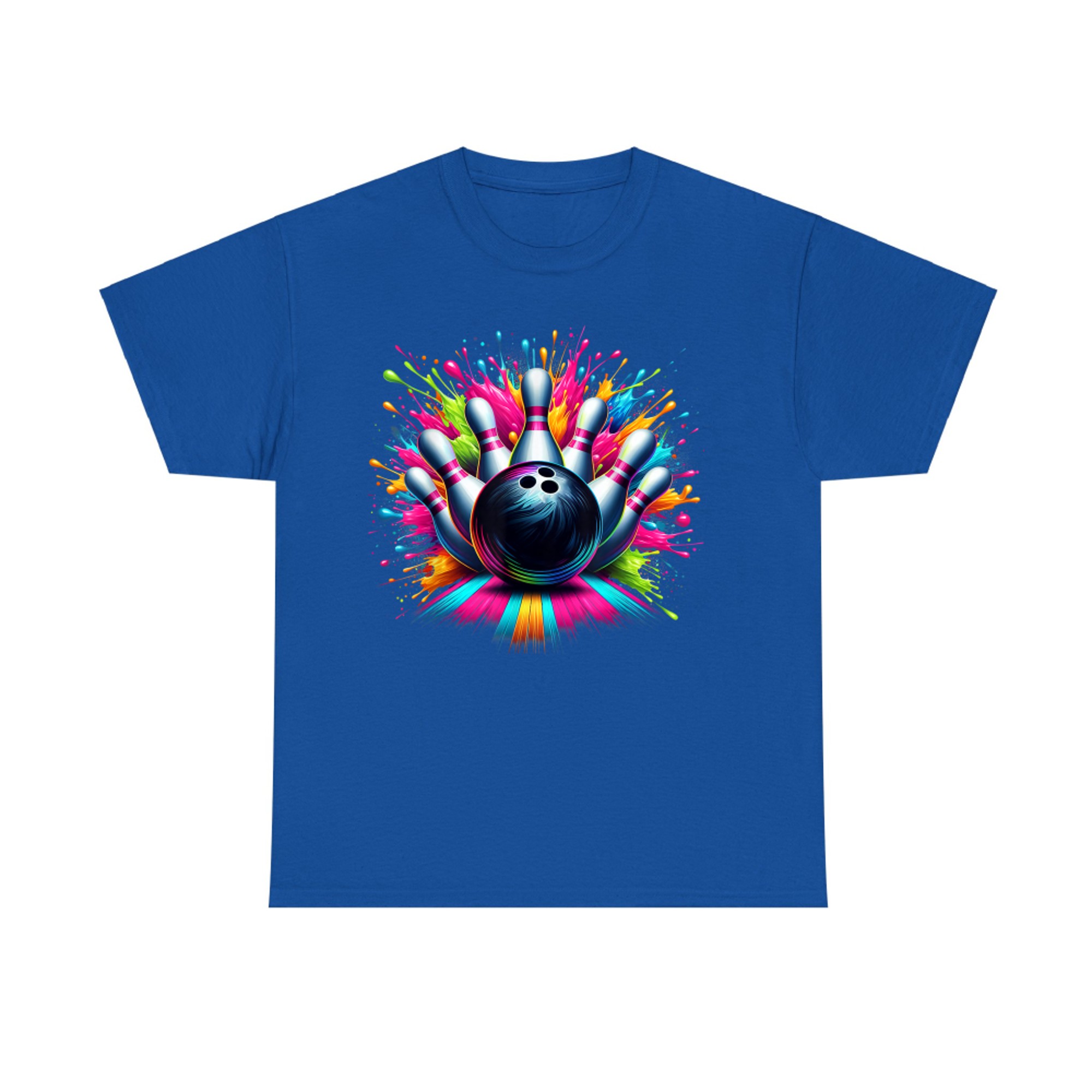Colorful Neon Bowling Strike Splatter Paint Effect Fun Artistic Bowling T-Shirt