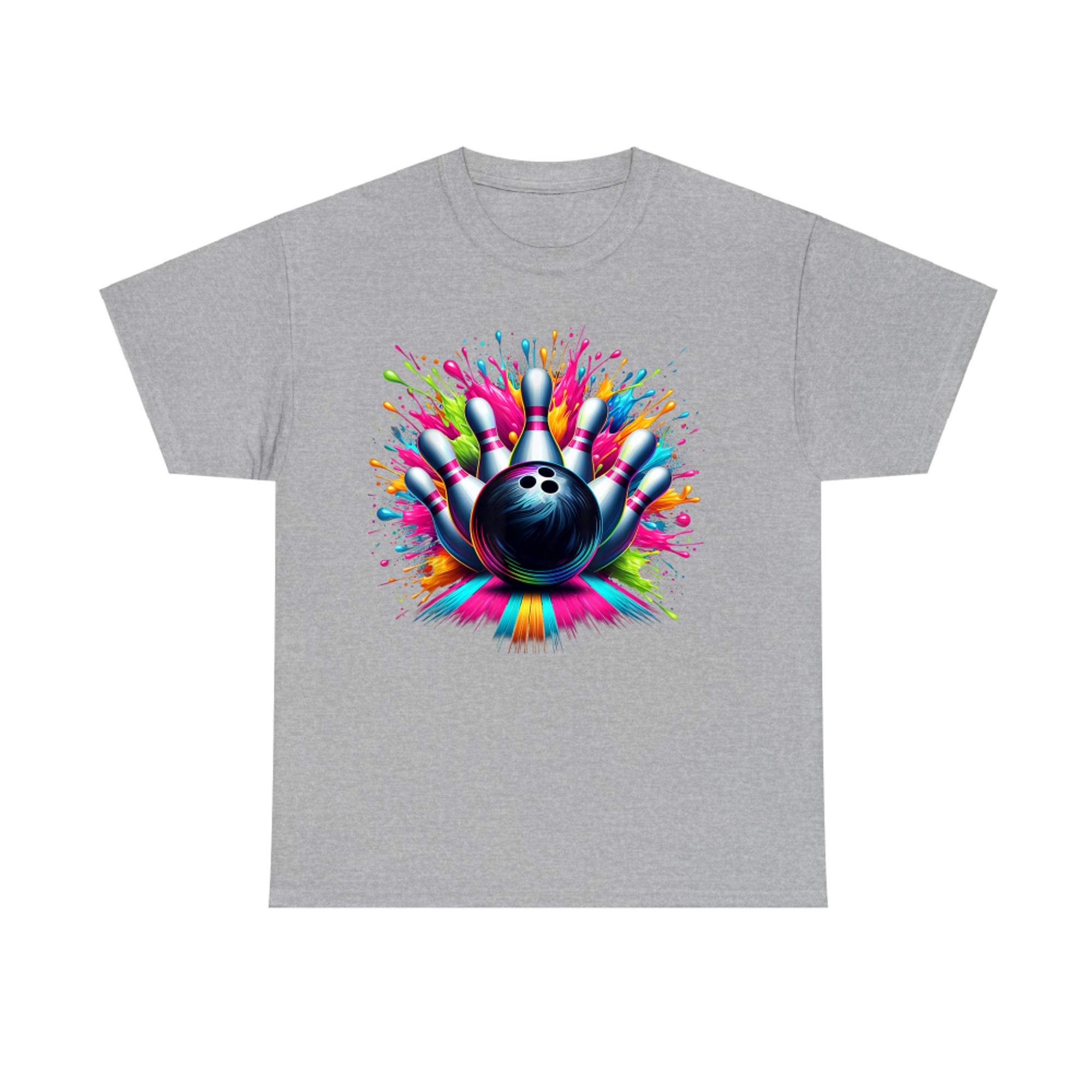 Colorful Neon Bowling Strike Splatter Paint Effect Fun Artistic Bowling T-Shirt